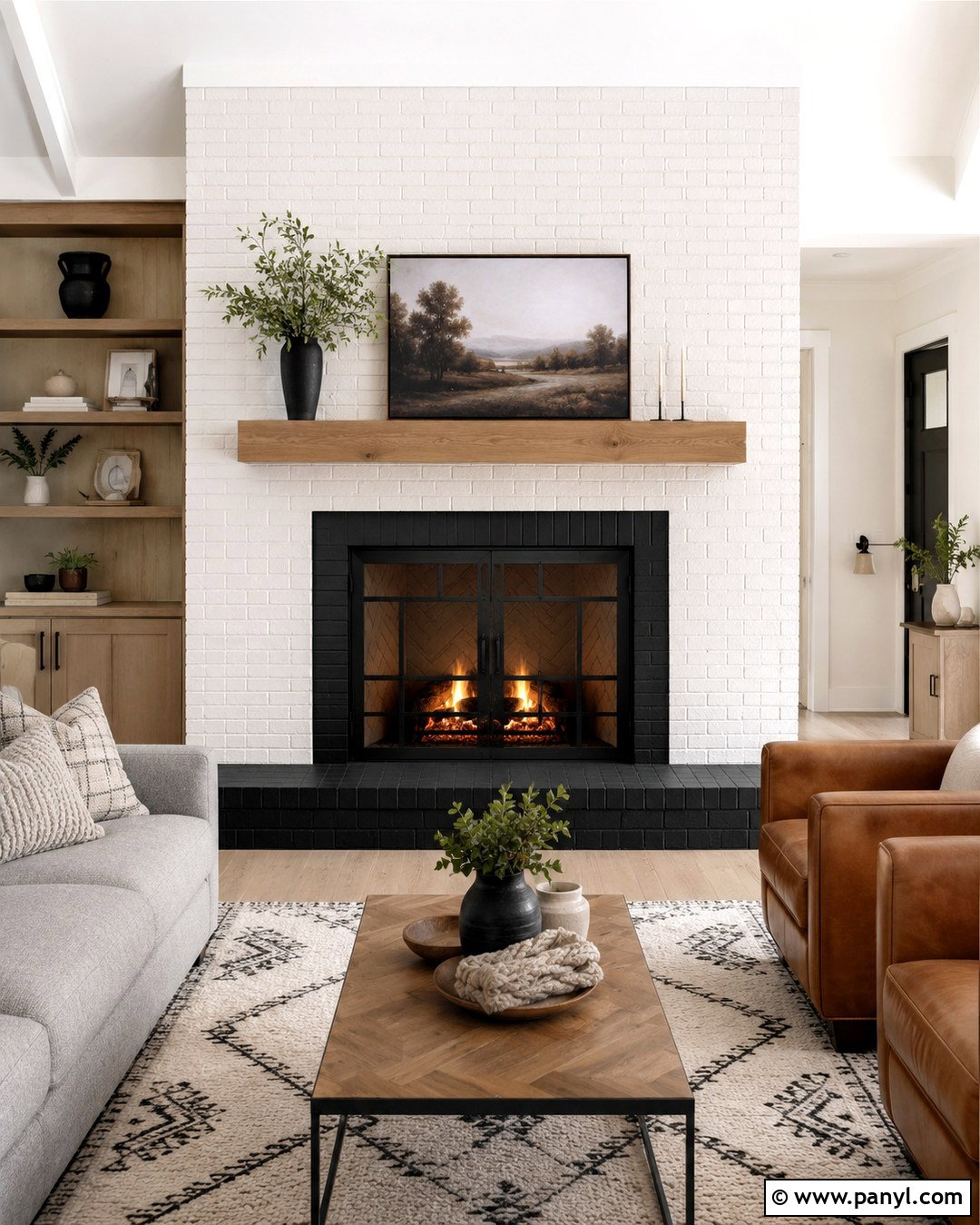 Black And White Brick Fireplace - 20 Brick Fireplace Coloring Ideas