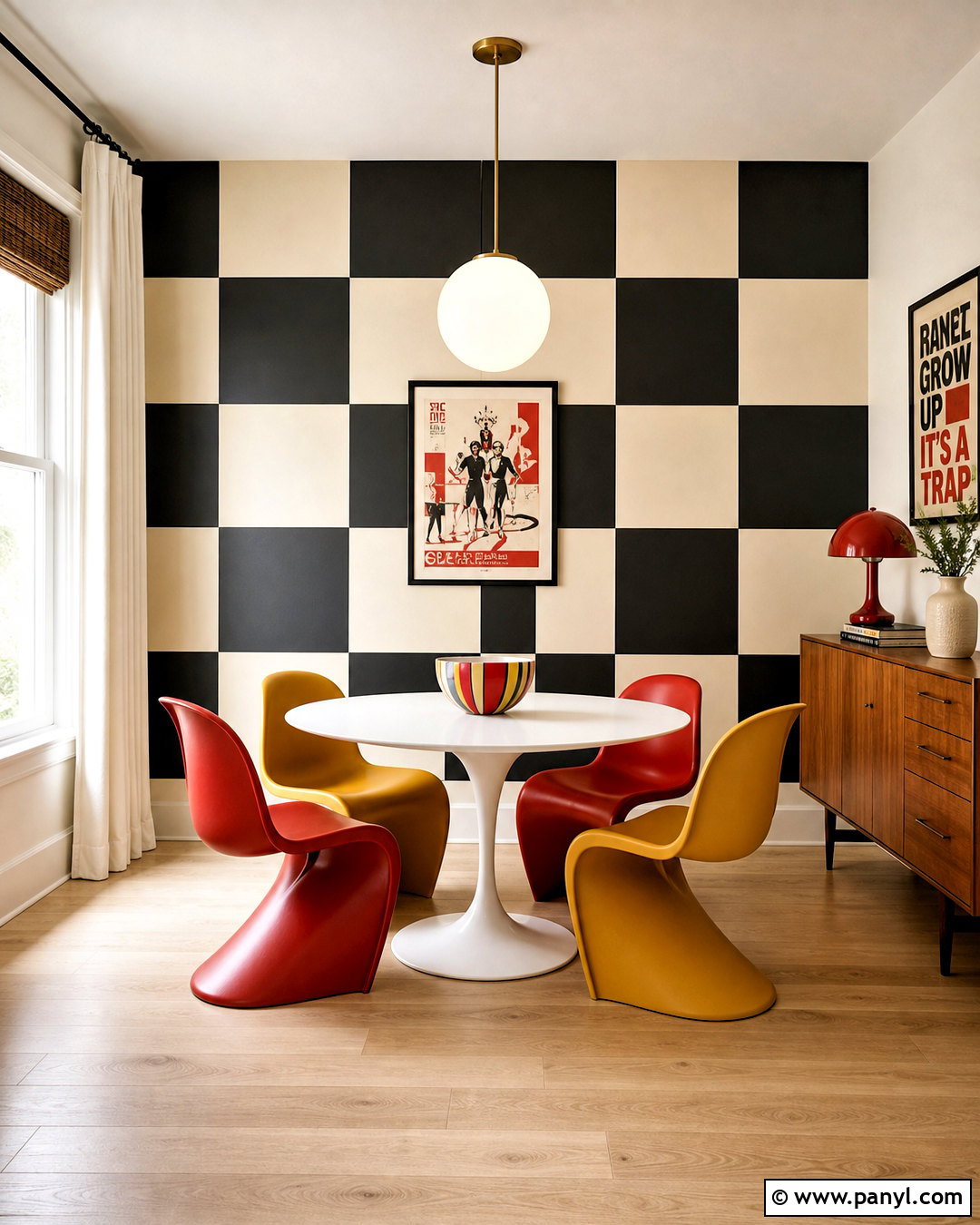Black And White Checkerboard Accent Wall - 20 retro accent wall ideas