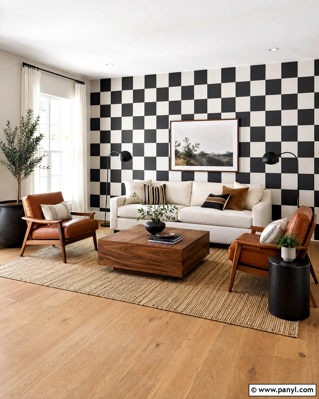 Black And White Checkerboard Living Room Wall - 20 checkerboard wall ideas