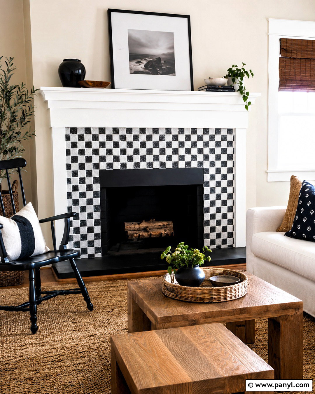 Black And White Checkerboard Tile Fireplace - 20 black and white fireplace ideas