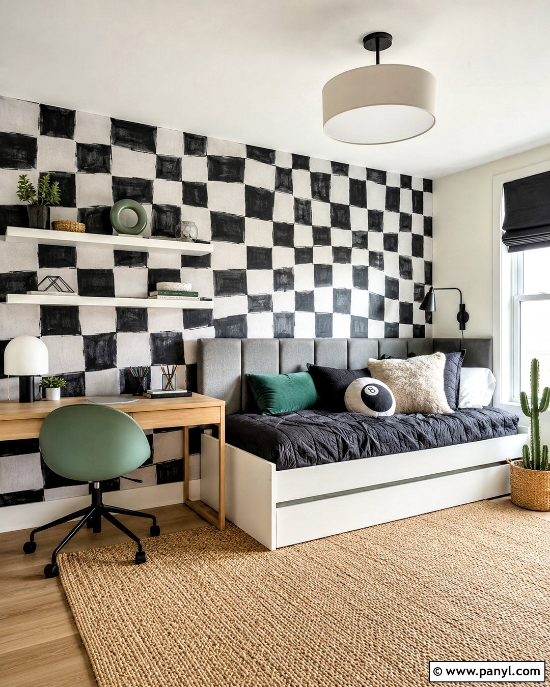 Black And White Checkerboard Wallpaper Accent Wall - 20 black and white wallpaper accent wall ideas