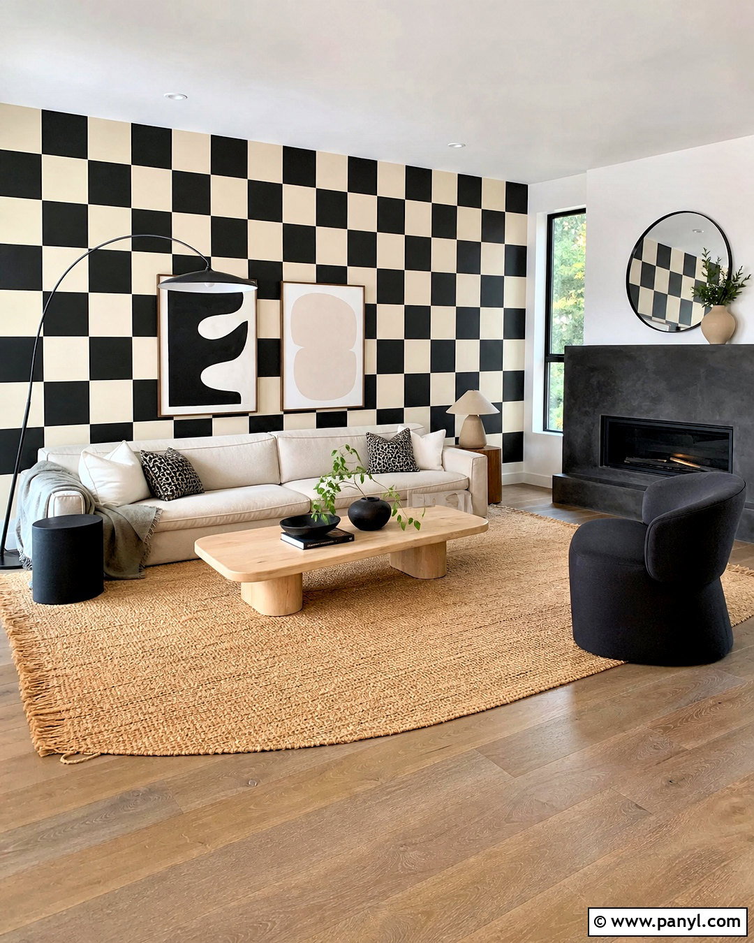 Black And White Checkered Living Room Wall - 20 diy checkered wall ideas