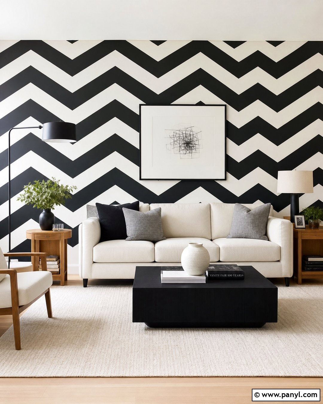 Black And White Chevron Accent Wall - 35 Black And White Accent Wall Ideas