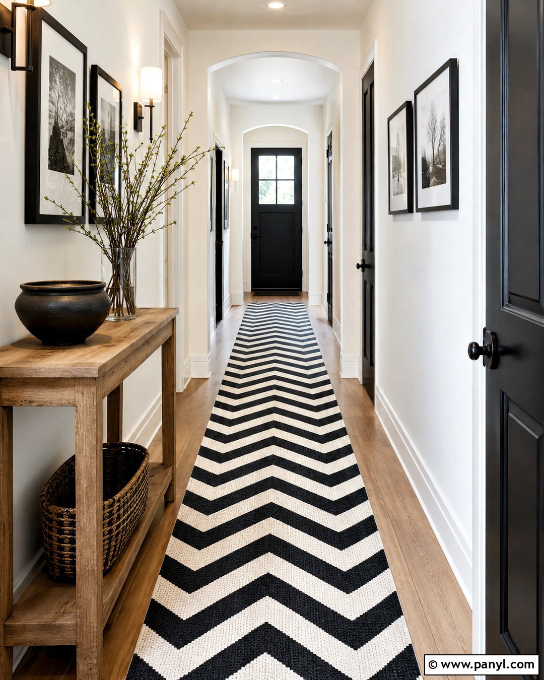 Black And White Chevron Hallway - 20 black and white pattern design ideas