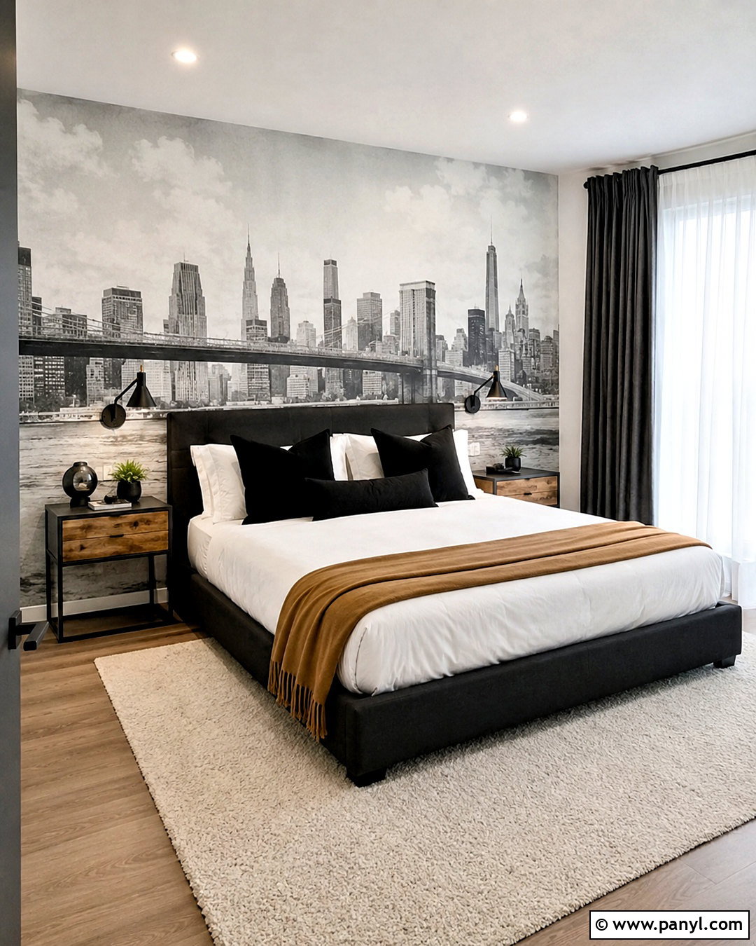 Black And White Cityscape Wallpaper Bedroom - 20 black and white wallpaper bedroom ideas