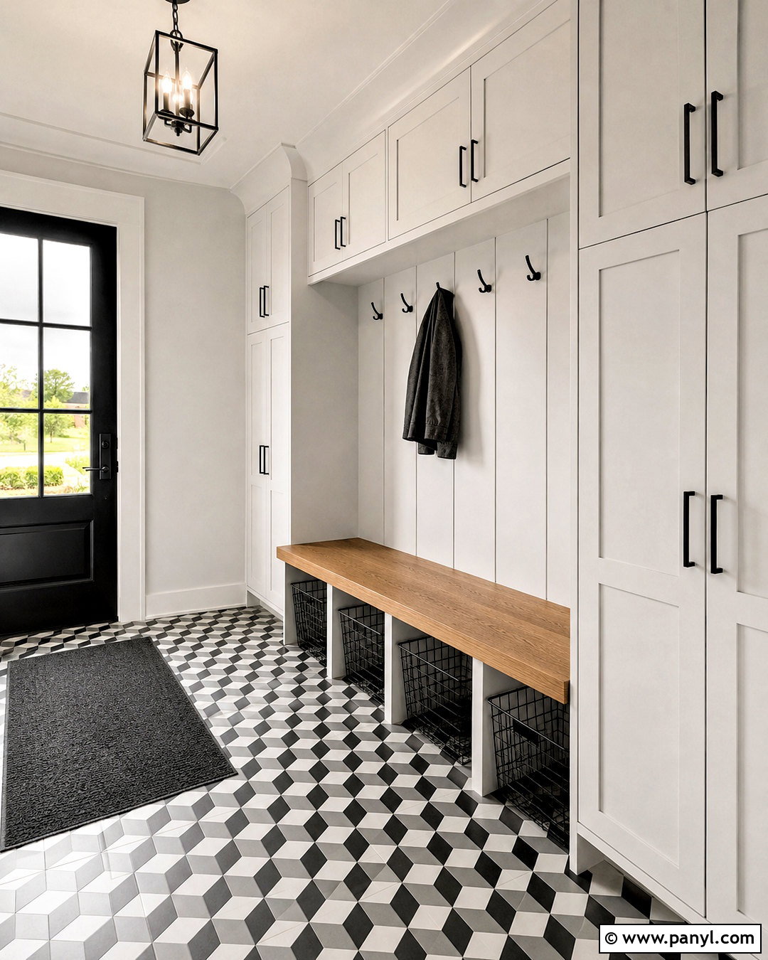 Black And White Cube Pattern Mudroom - 20 black and white geometric pattern ideas