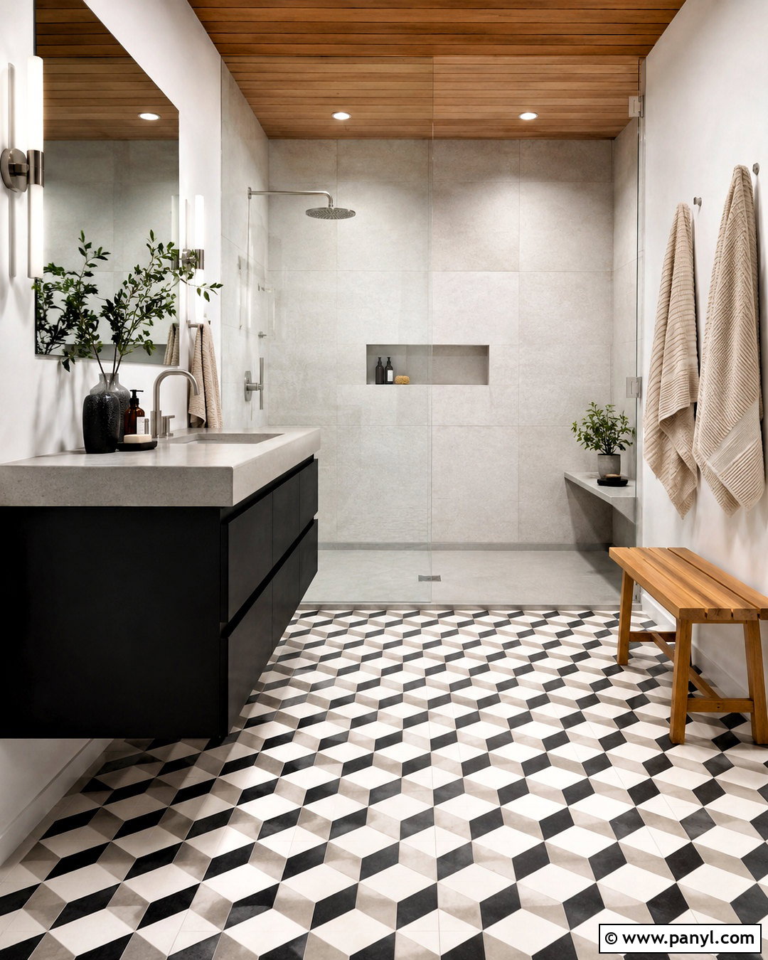 Black And White Cube Tile Bathroom - 20 black and white pattern tile bathroom ideas