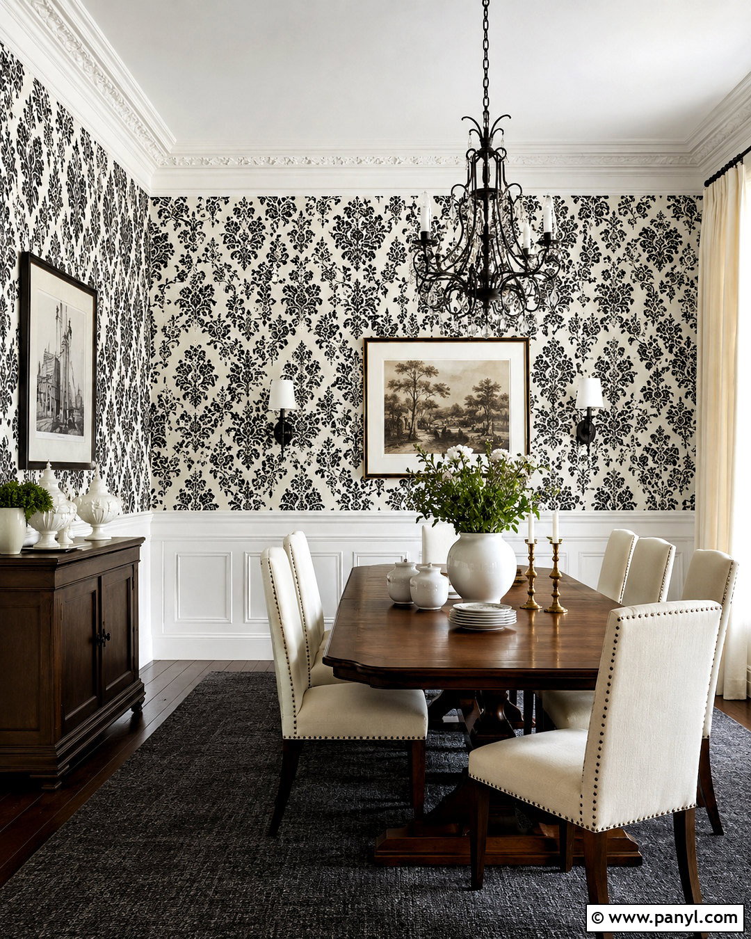Black And White Damask Dining Room - 20 black and white pattern design ideas