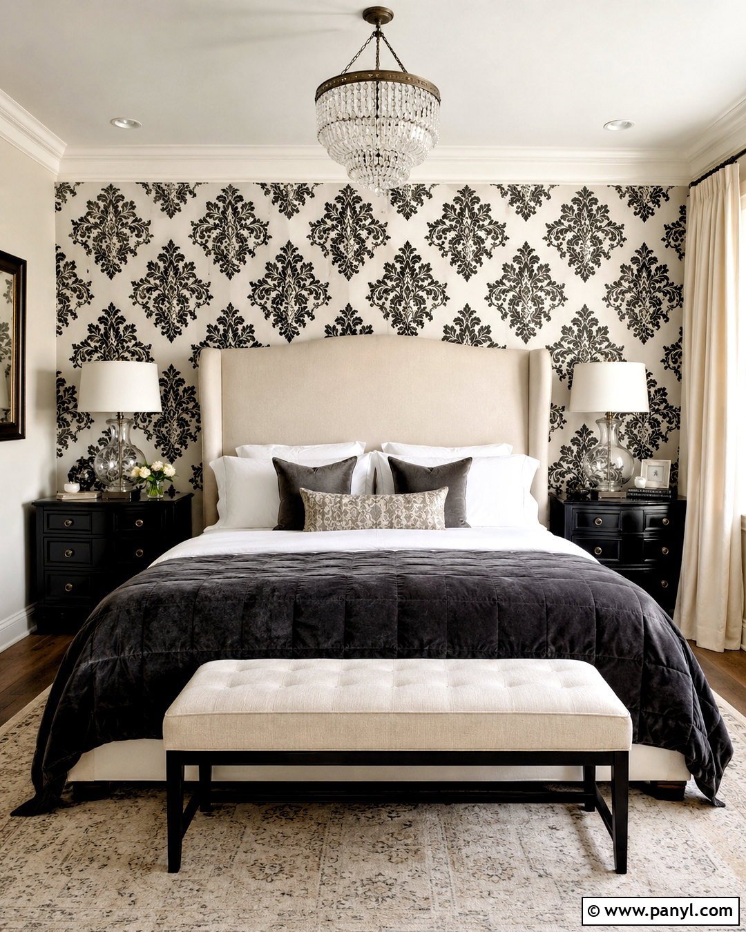 Black And White Damask Wallpaper Bedroom - 20 black and white wallpaper bedroom ideas