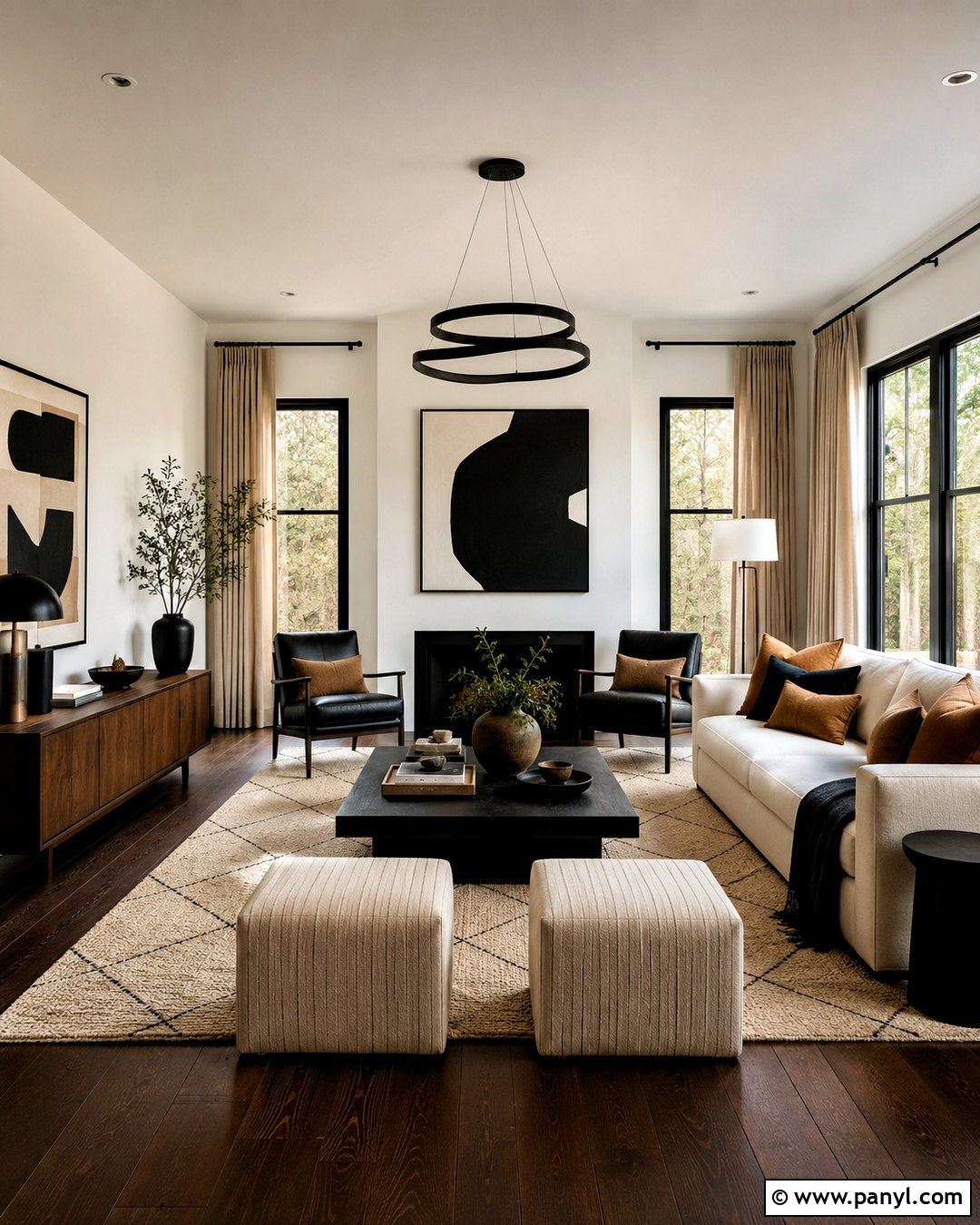 Black And White Dark Brown Floor Living Room - 20 dark brown floor living room ideas