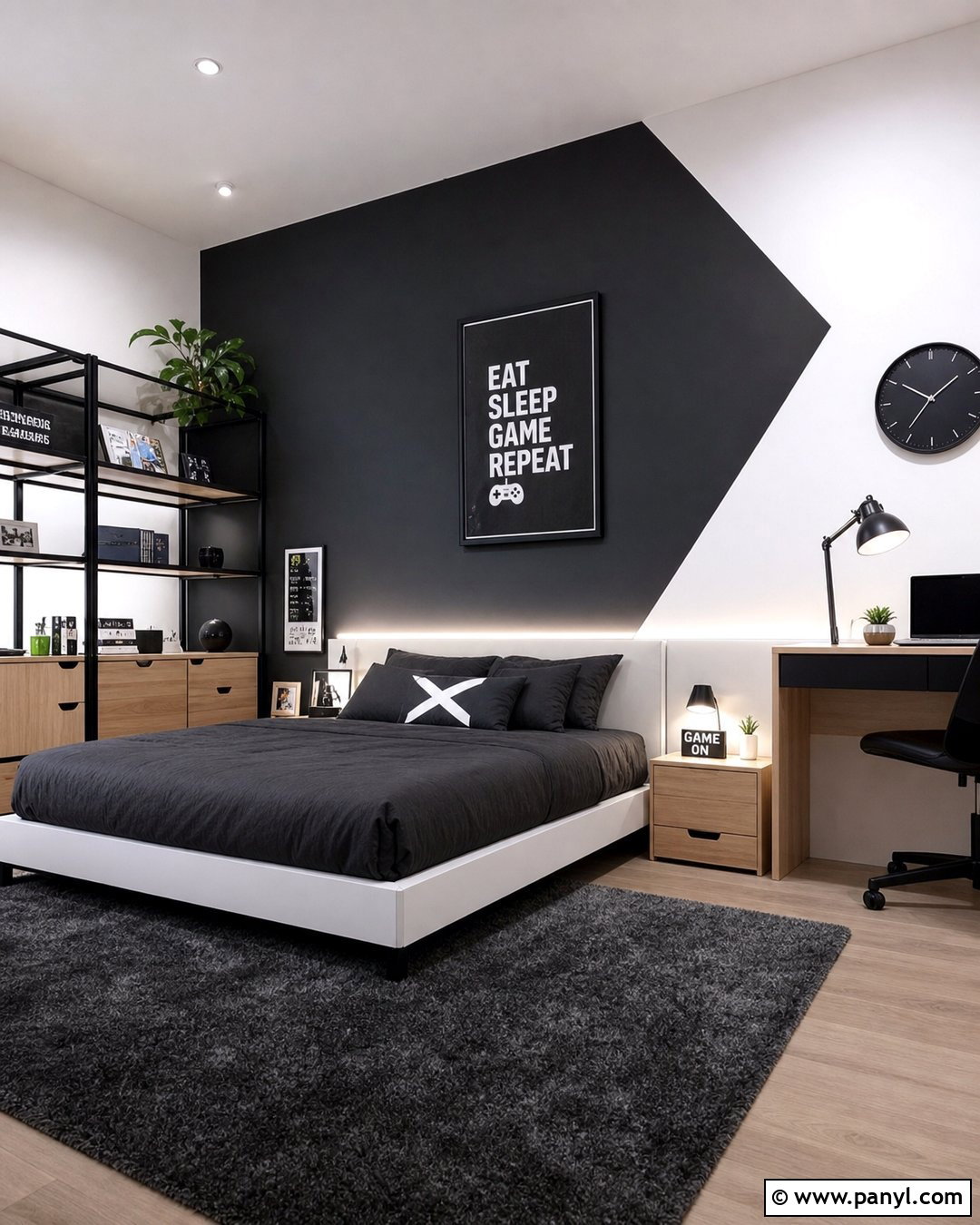 Black And White Diagonal Accent Wall - 35 Black And White Accent Wall Ideas
