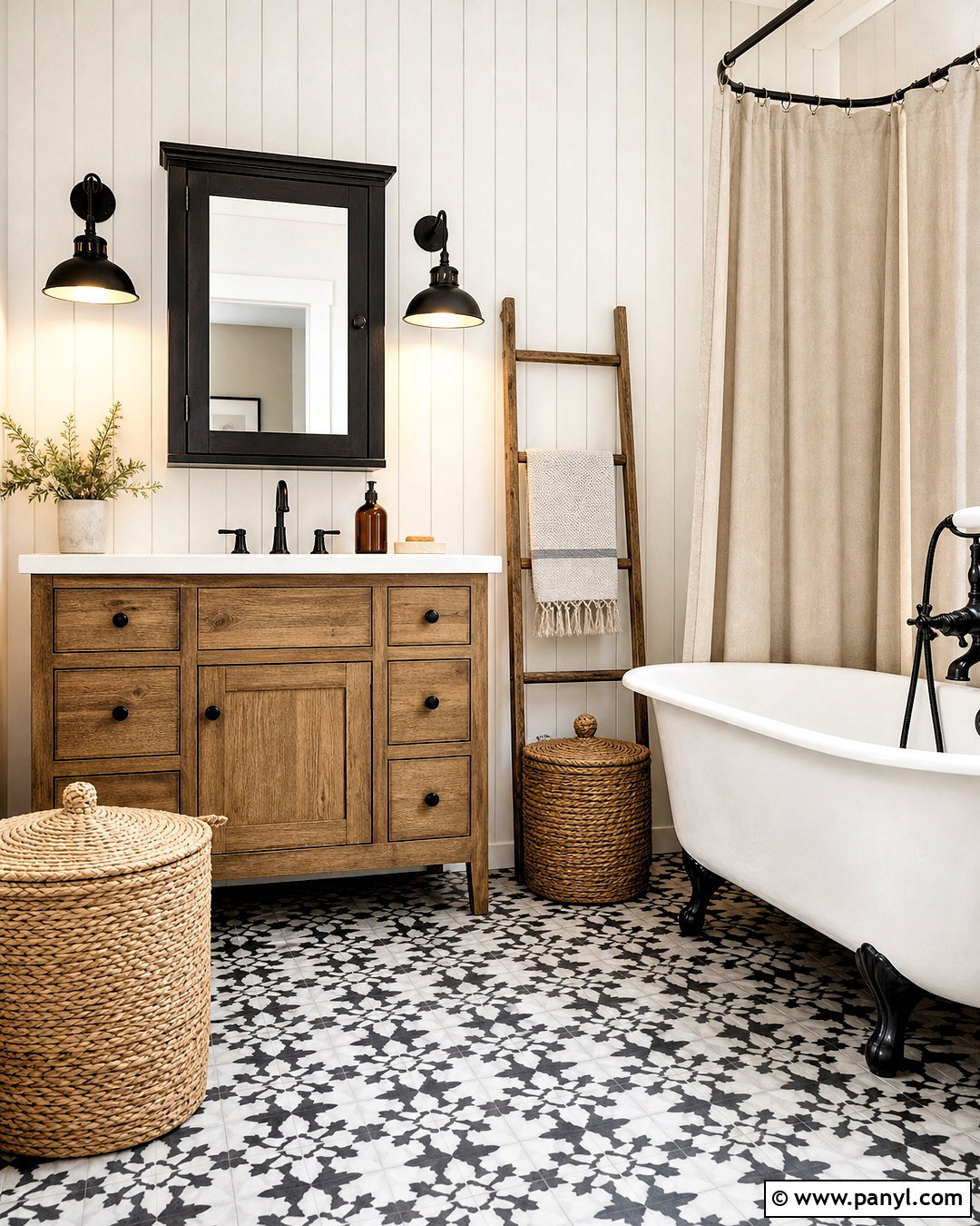 Black And White Farmhouse Bathroom Floor - 20 bathroom with black and white tile floor ideas
