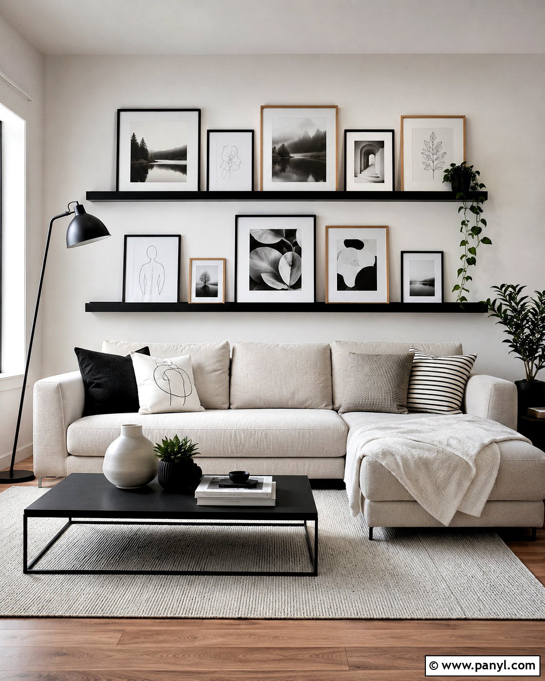 Black And White Floating Shelf Wall - 20 black and white wall decor ideas