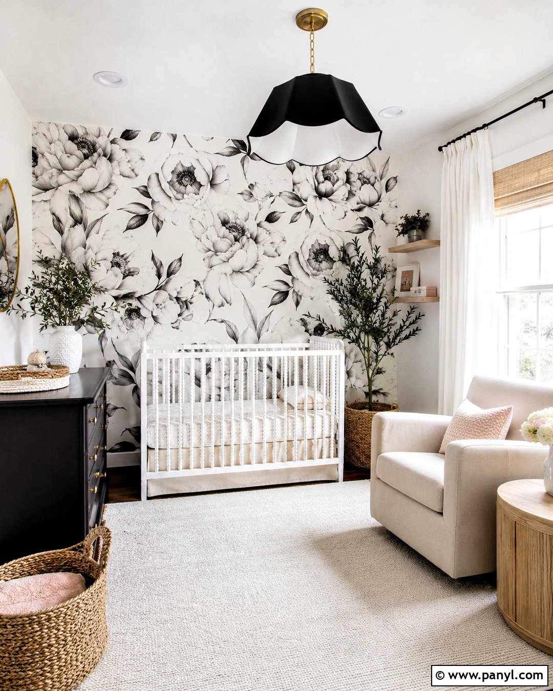 Black And White Floral Nursery - 20 black and white baby nursery ideas