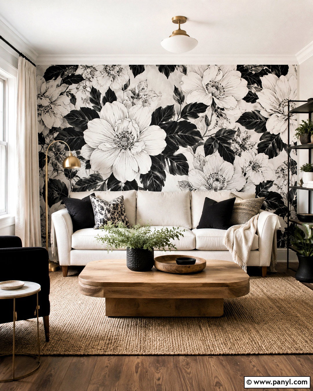 Black And White Floral Wallpaper Accent Wall - 20 black and white wallpaper accent wall ideas