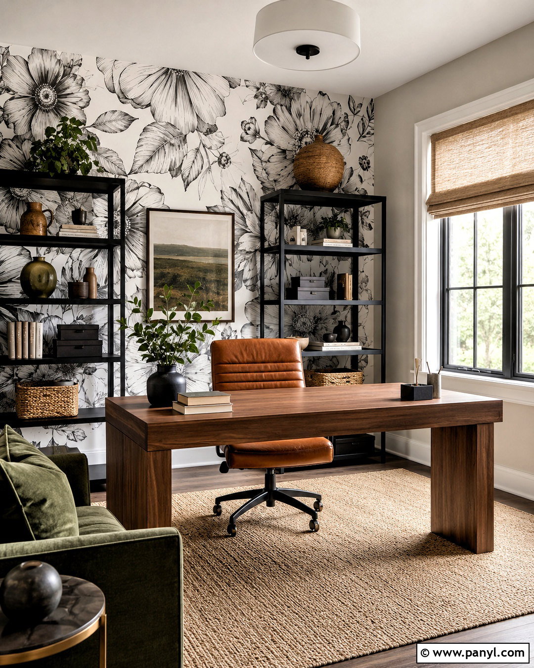 Black And White Floral Wallpaper Office - 20 large floral wallpaper ideas