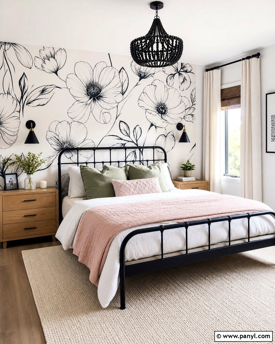 Black And White Flower Accent Wall - 25 Girls Room Paint Ideas Accent Walls