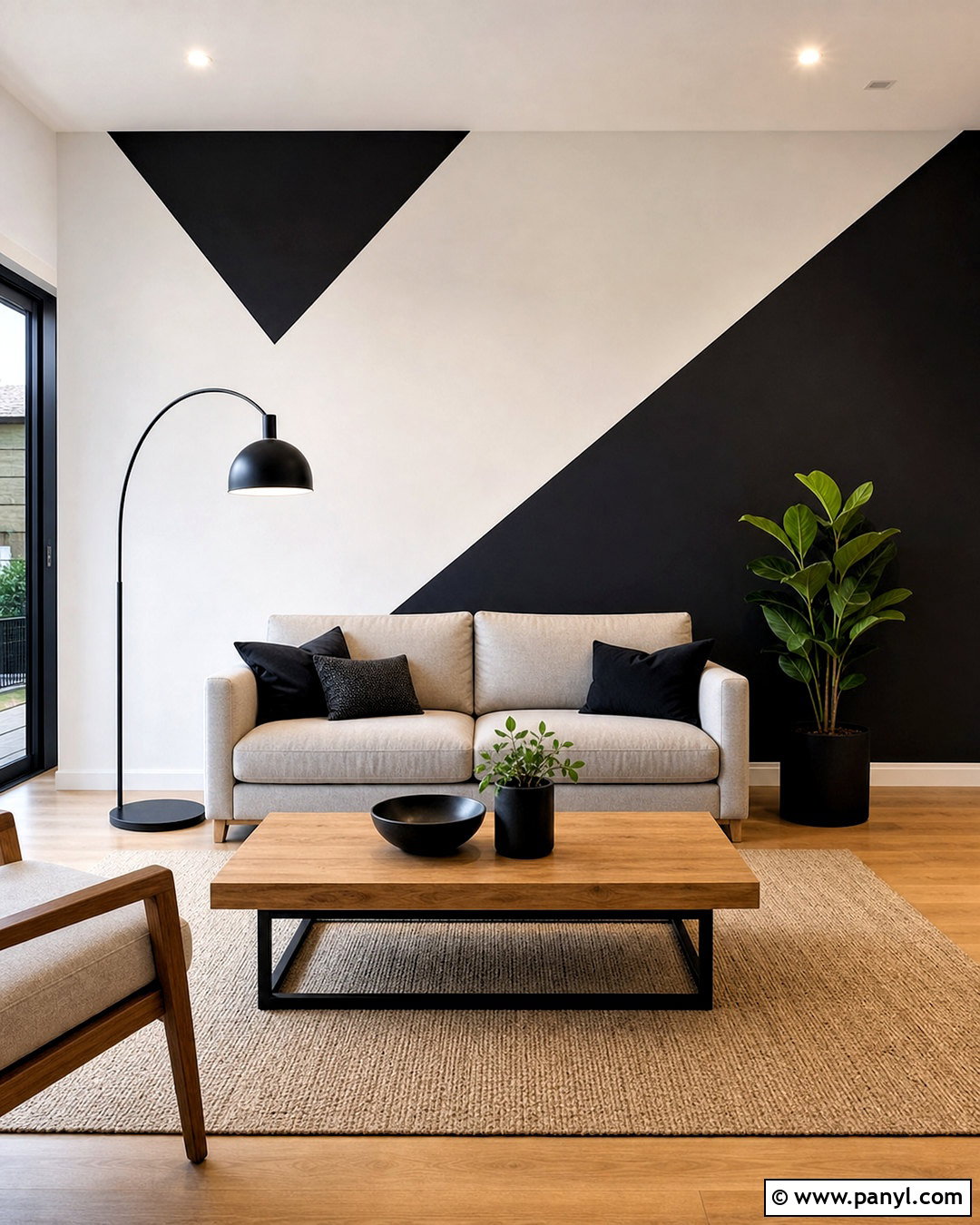 Black And White Geometric Accent Wall - 20 black and white wall painting ideas