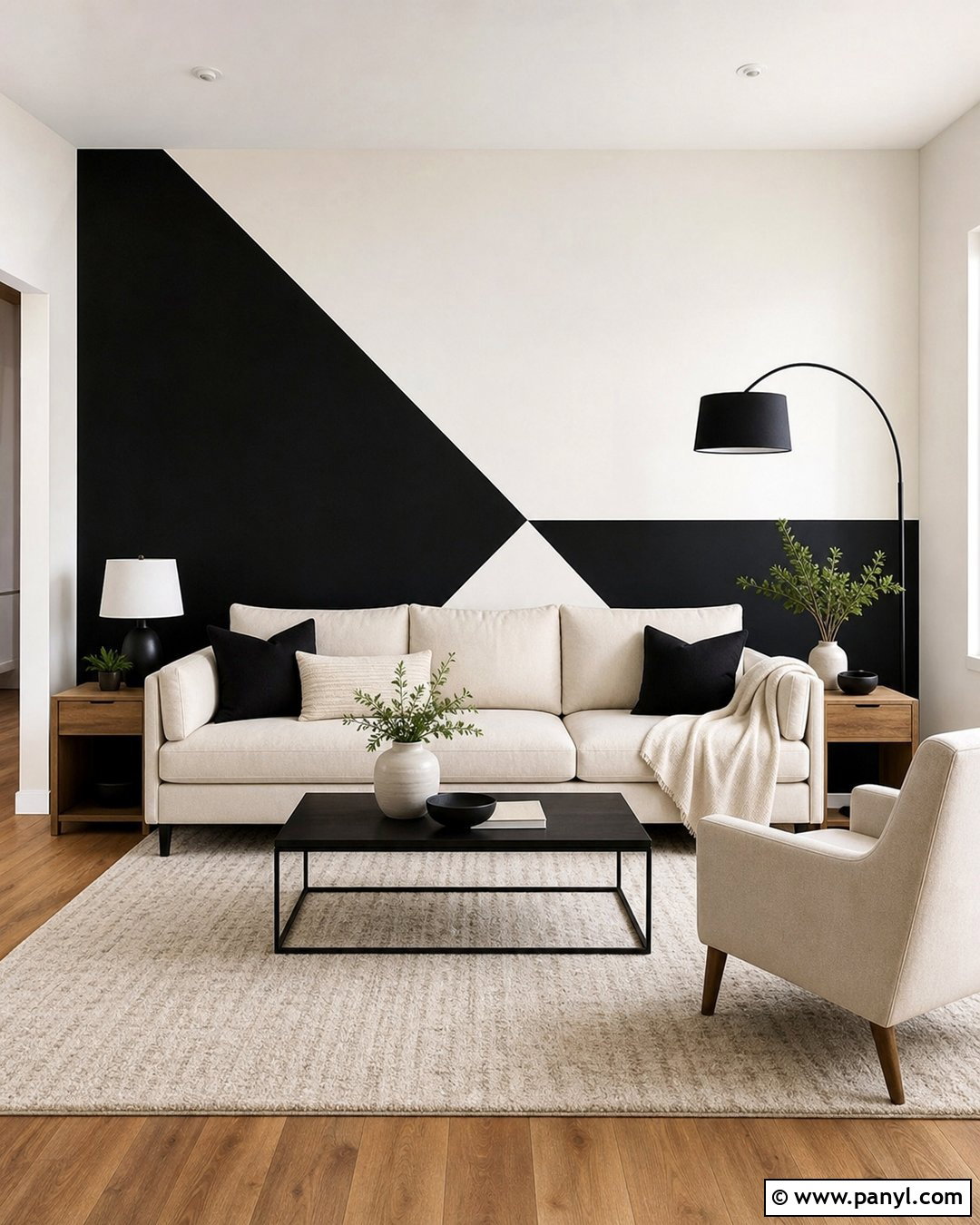 Black And White Geometric Accent Wall - 35 Black And White Accent Wall Ideas