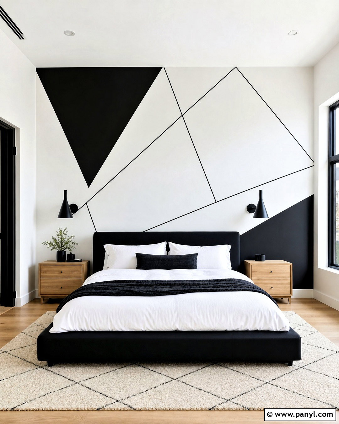 Black And White Geometric Bedroom Wall - 20 geometric wall paint bedroom ideas