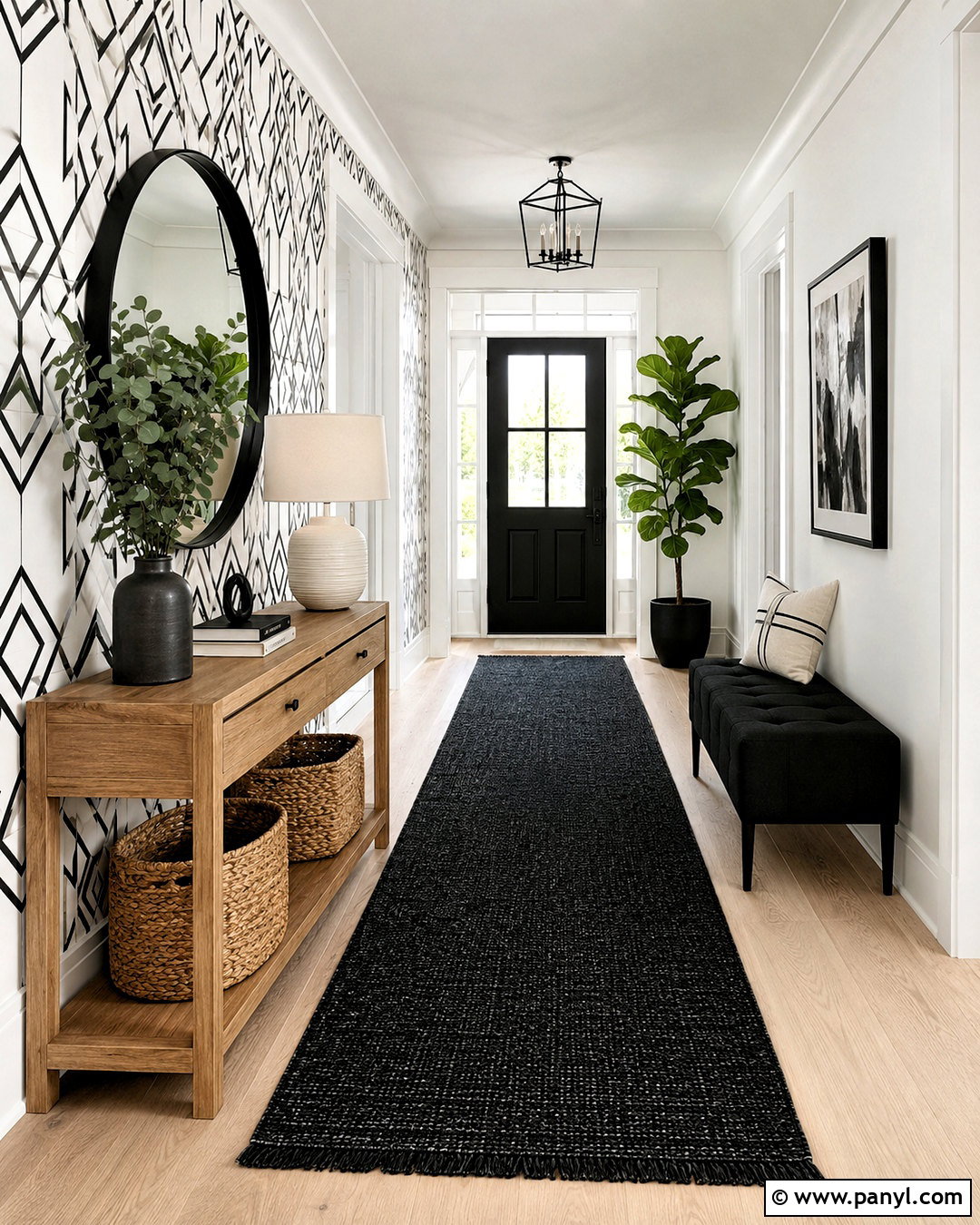 Black And White Geometric Entryway - 20 black and white pattern design ideas
