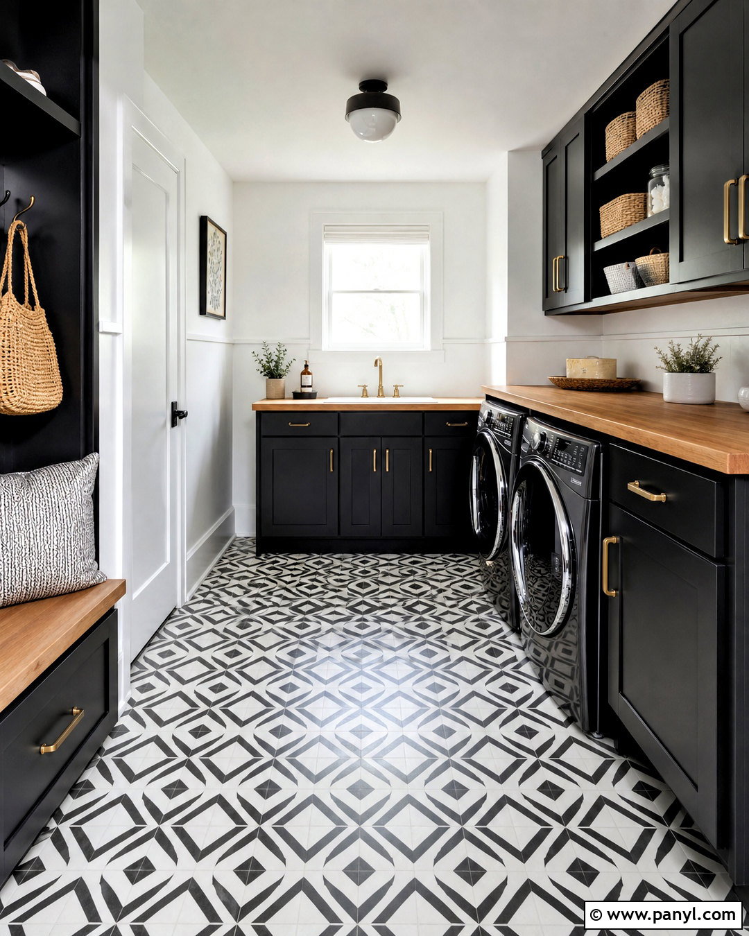 Black And White Geometric Floor Tile - 20 latest tiles design for floor ideas