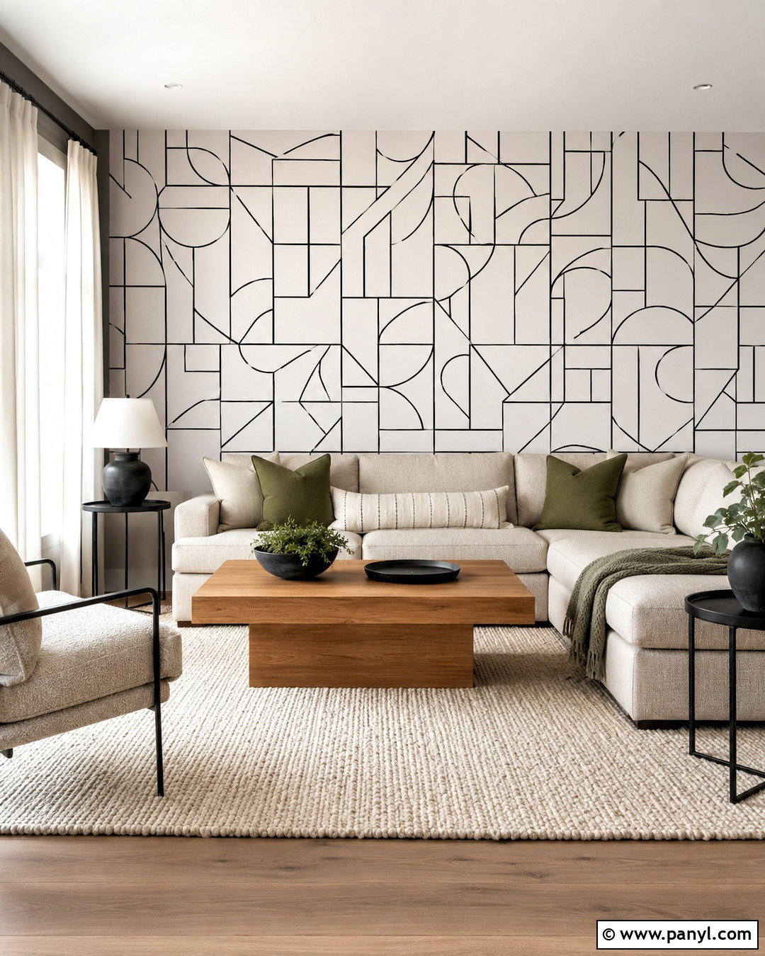 Black And White Geometric Living Room Wallpaper - 20 black white wallpaper ideas