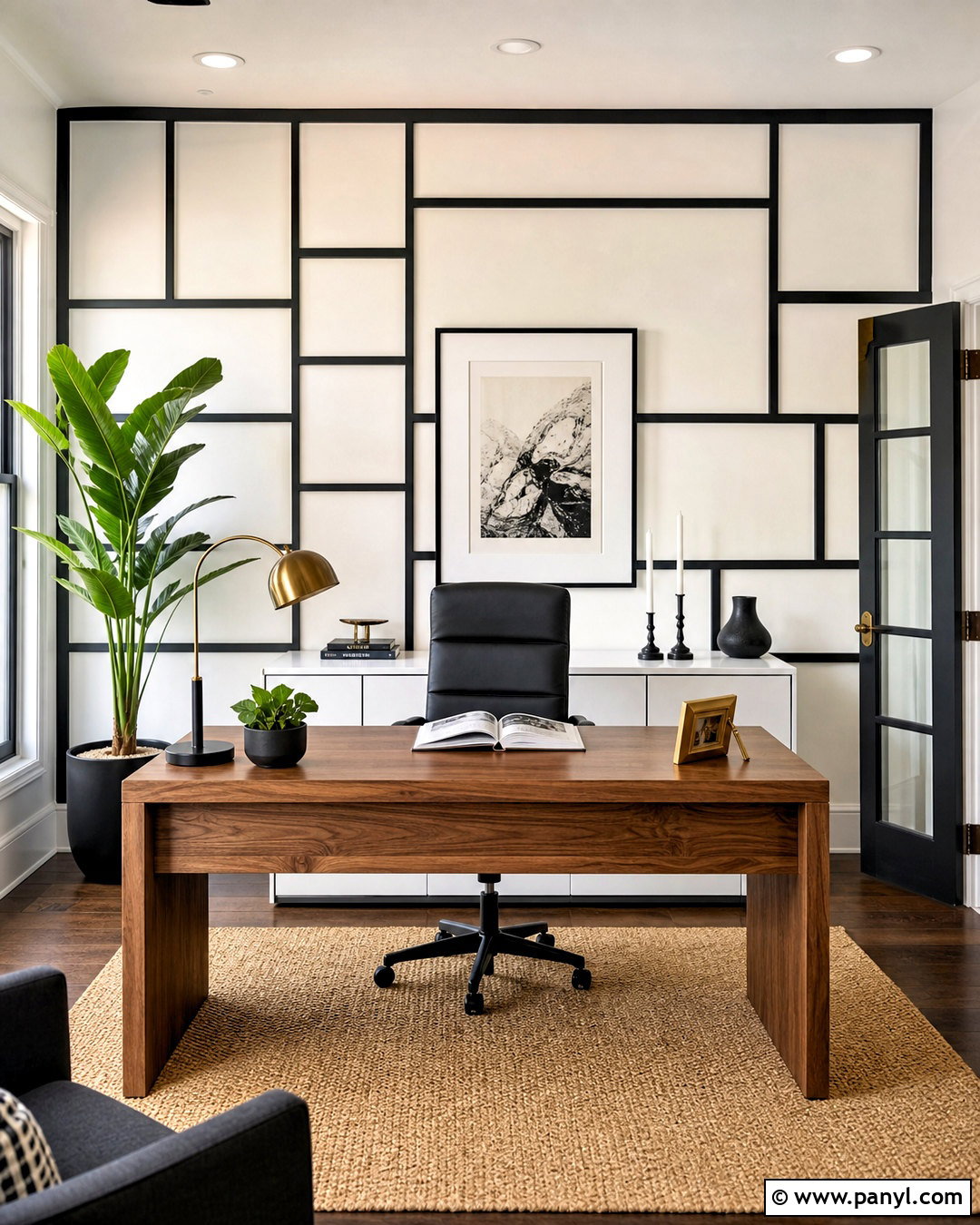 Black And White Geometric Office Wall - 20 geometric feature wall ideas