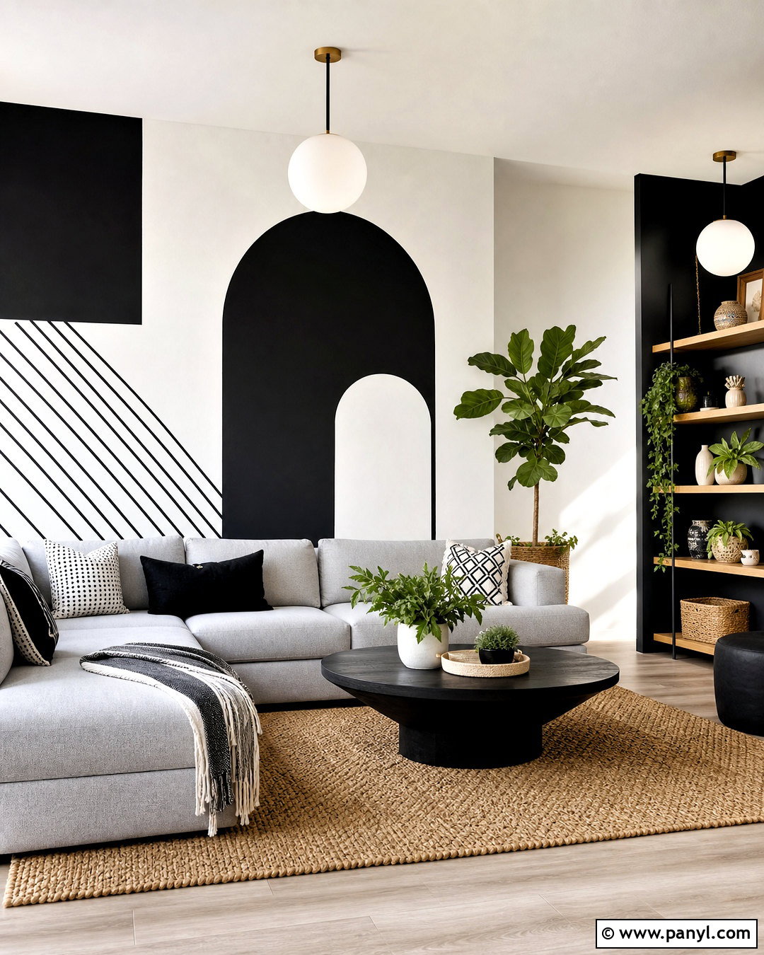 Black And White Geometric Wall - 20 black and white wall design ideas