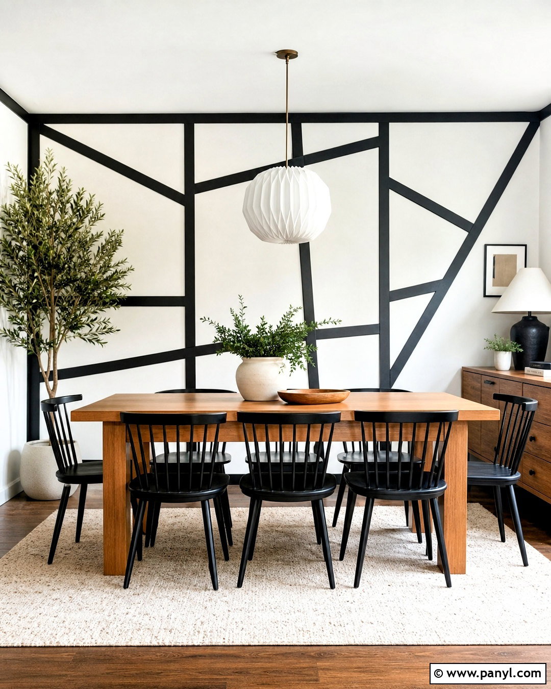 Black And White Geometric Wall - 20 wall geometric painting ideas