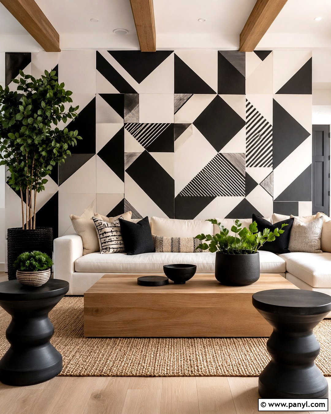 Black And White Geometric Wall Pattern - 20 Black And White Wall Pattern Ideas