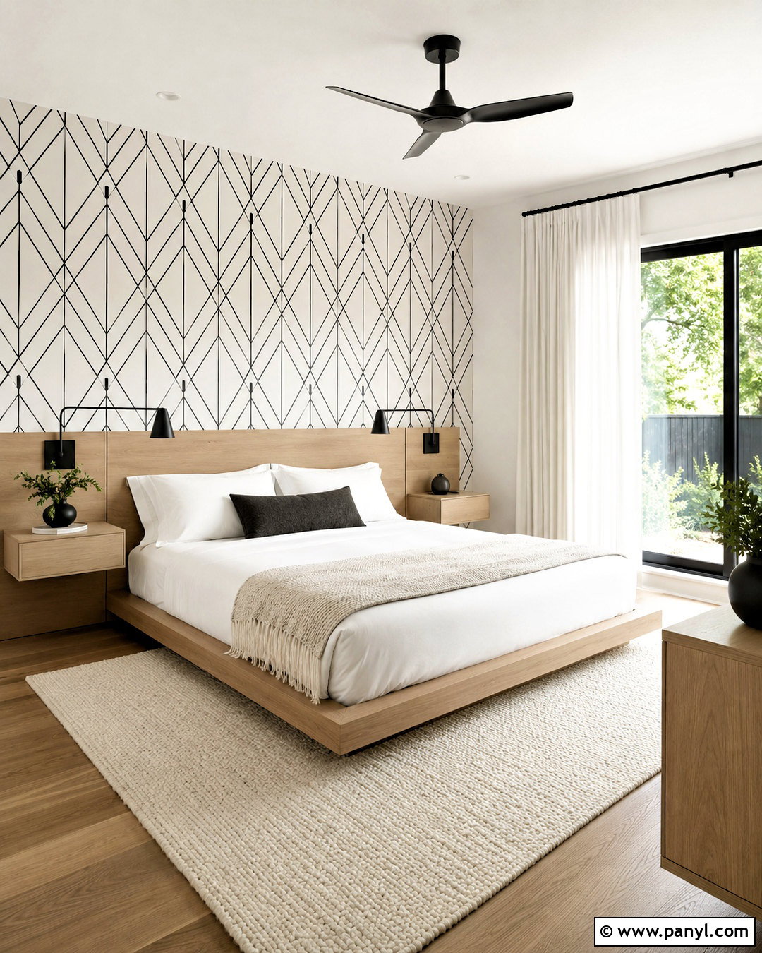 Black And White Geometric Wallpaper Bedroom - 20 black and white wallpaper bedroom ideas