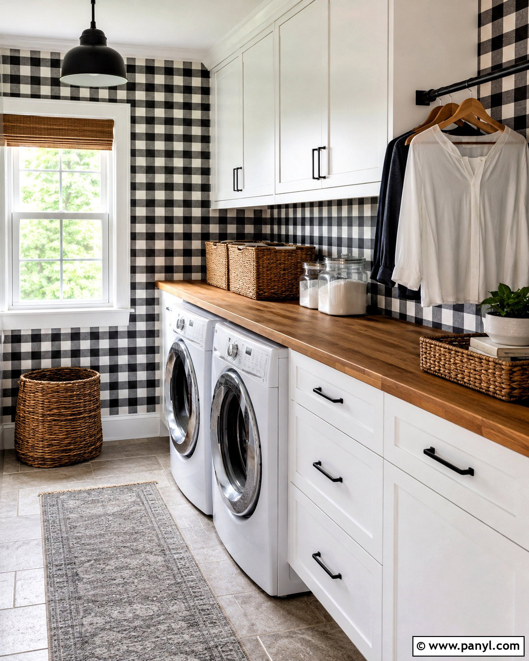 Black And White Gingham Laundry Room Wallpaper - 20 black white wallpaper ideas