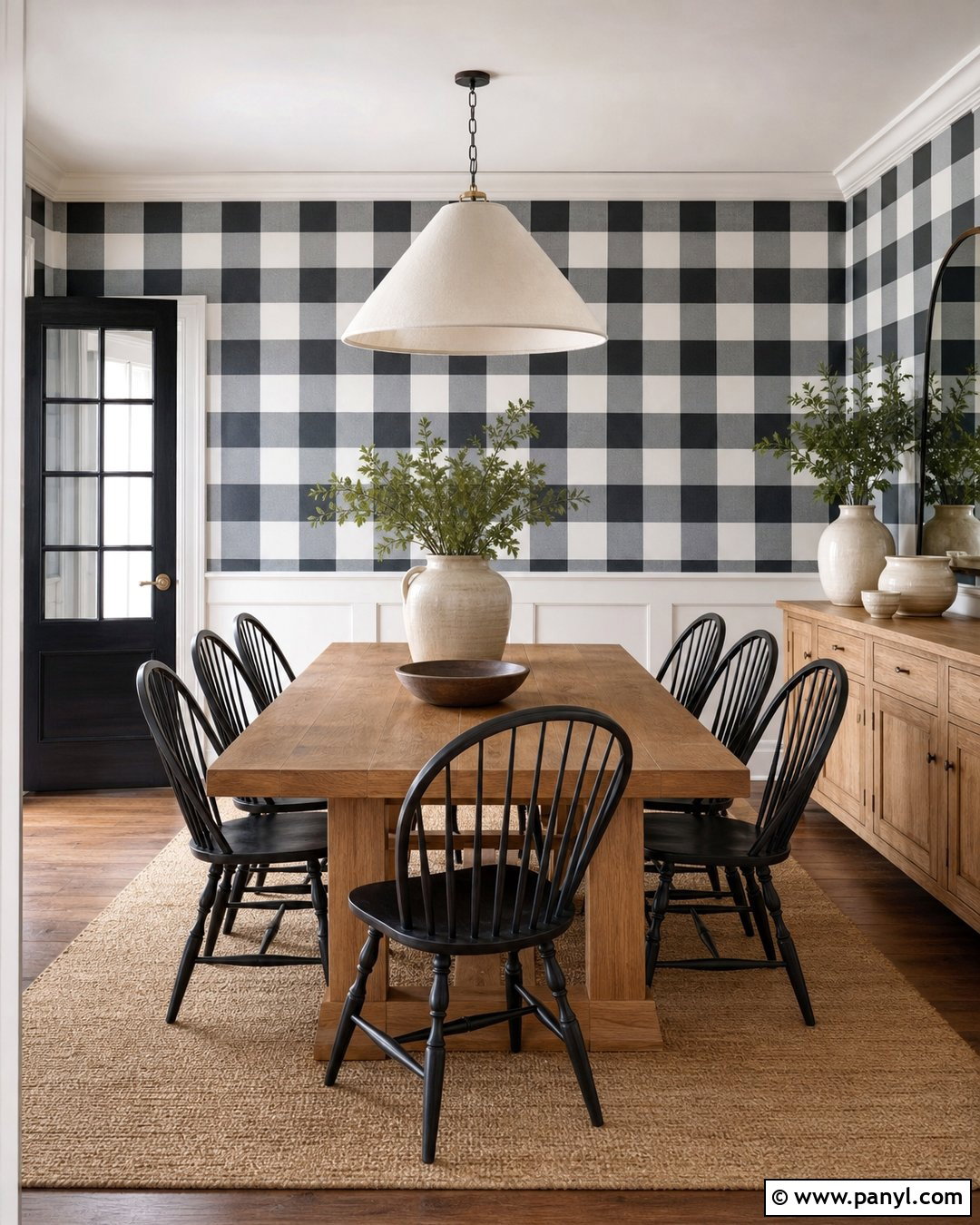 Black And White Gingham Painted Dining Room Walls - 30 Gingham Painted Walls
