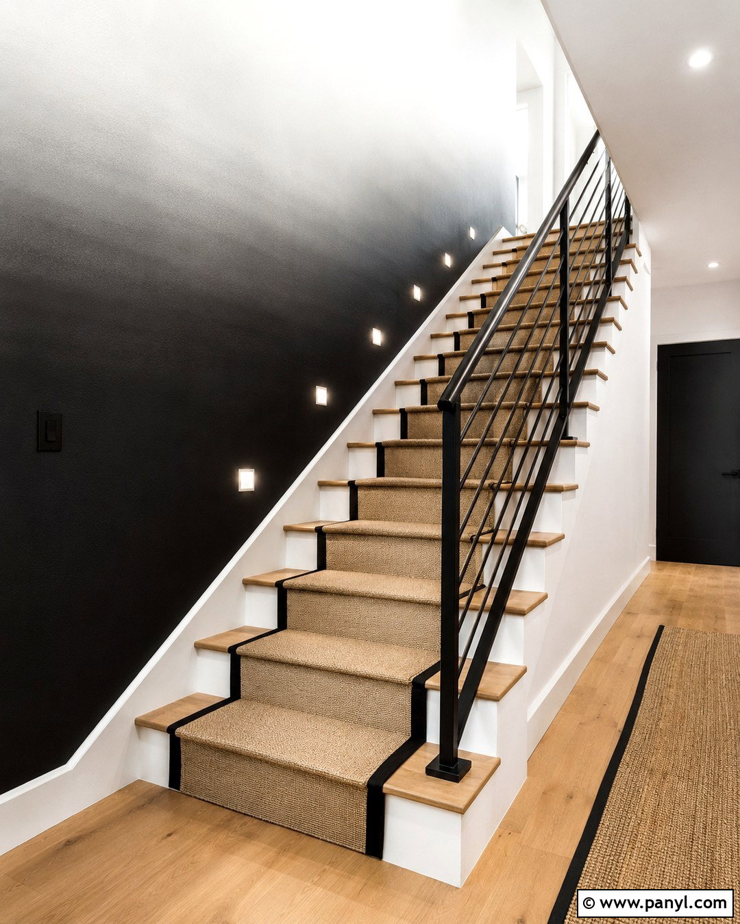 Black And White Gradient Stairway Wall - 20 Black And White Statement Wall Ideas