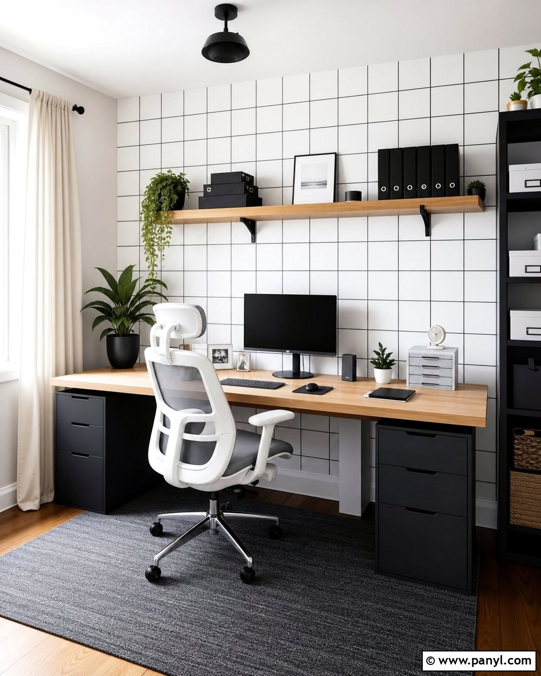 Black And White Grid Accent Wall - 35 Black And White Accent Wall Ideas