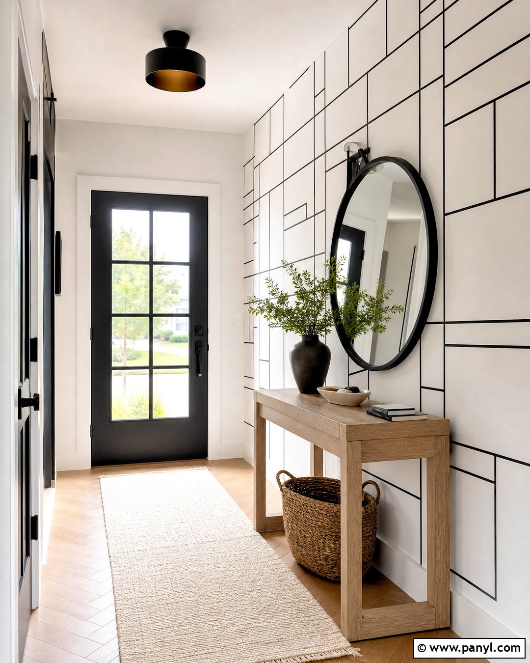 Black And White Grid Geometric Wall - 20 geometric wall paint ideas