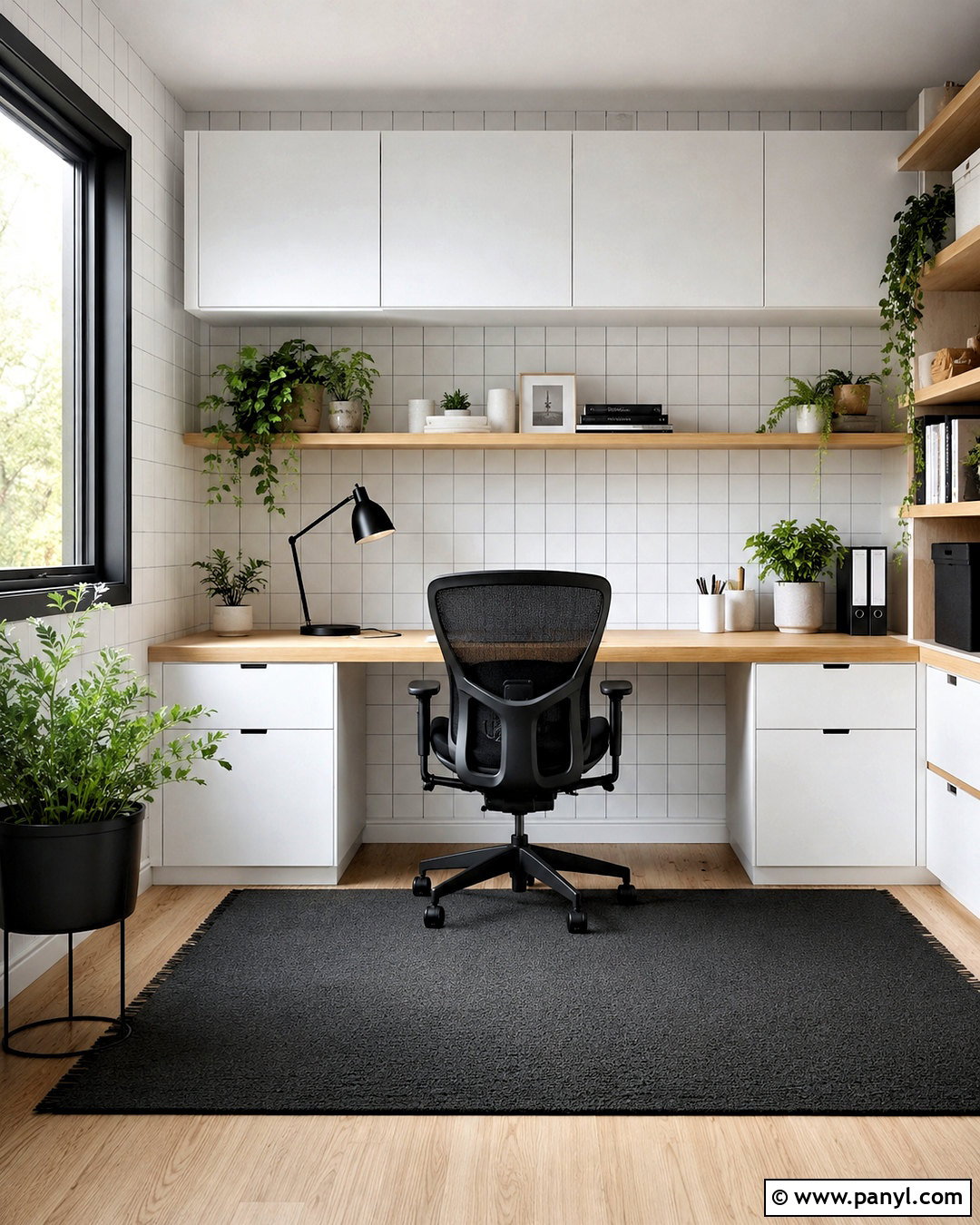 Black And White Grid Home Office - 20 black and white geometric pattern ideas