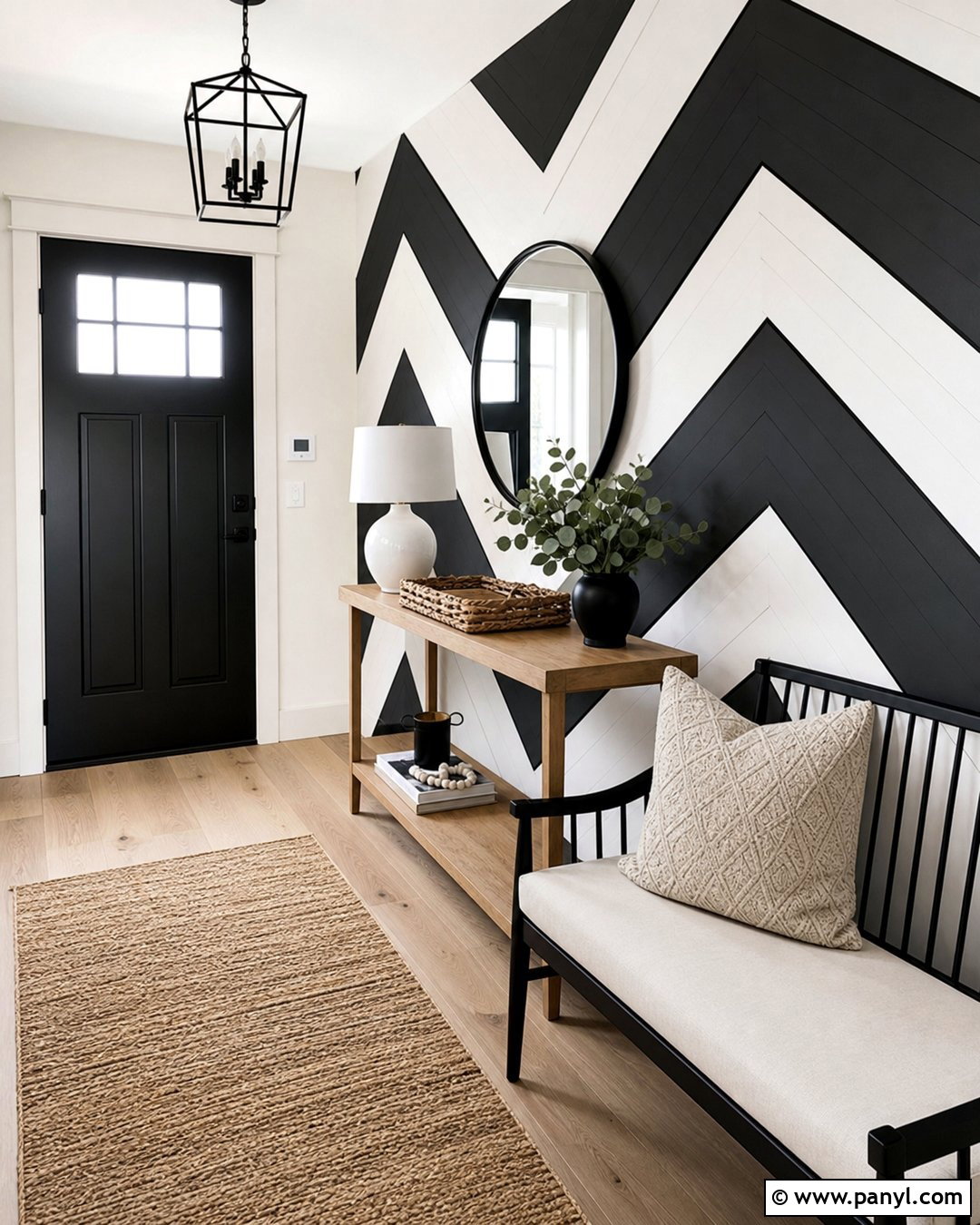 Black And White Herringbone Accent Wall - 35 Black And White Accent Wall Ideas