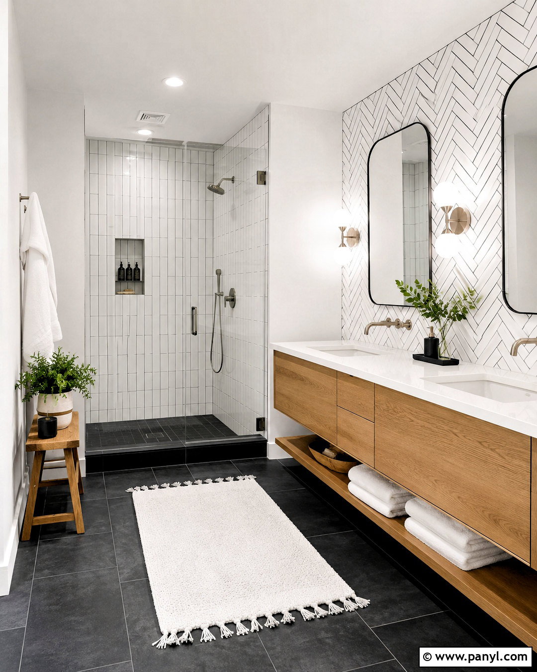 Black And White Herringbone Bathroom - 20 black and white pattern design ideas