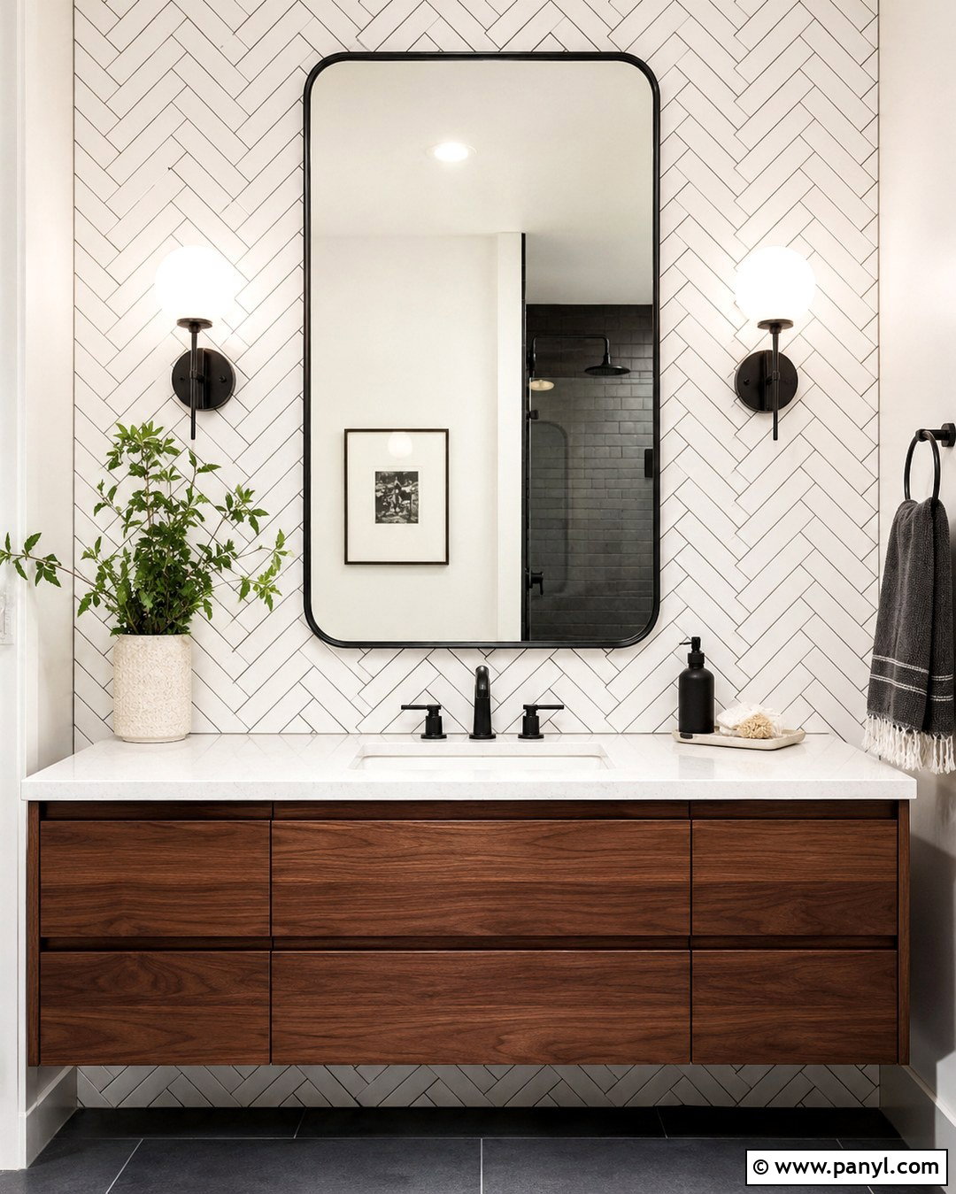 Black And White Herringbone Wall Pattern - 20 Black And White Wall Pattern Ideas