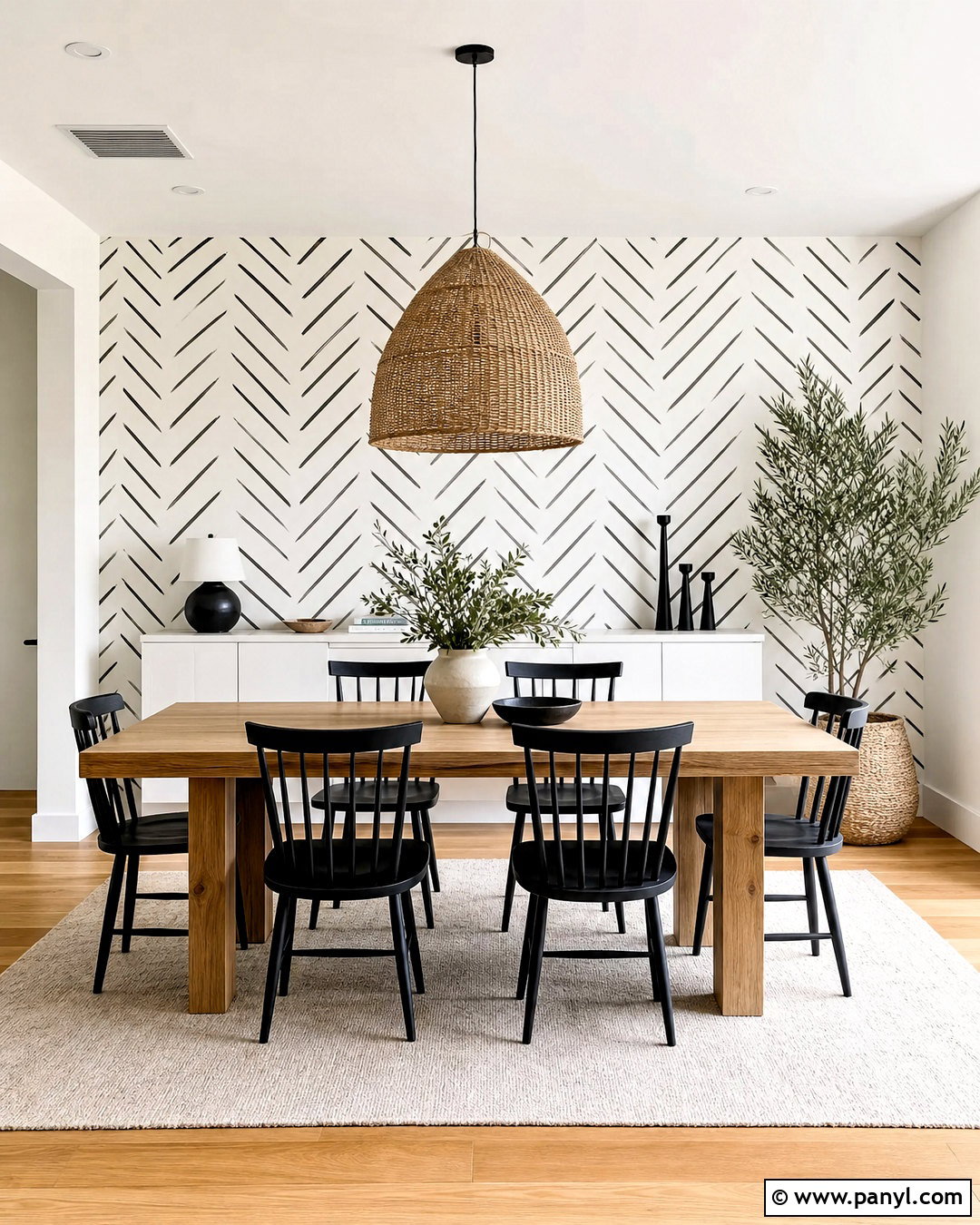 Black And White Herringbone Wall - 20 black and white wall painting ideas