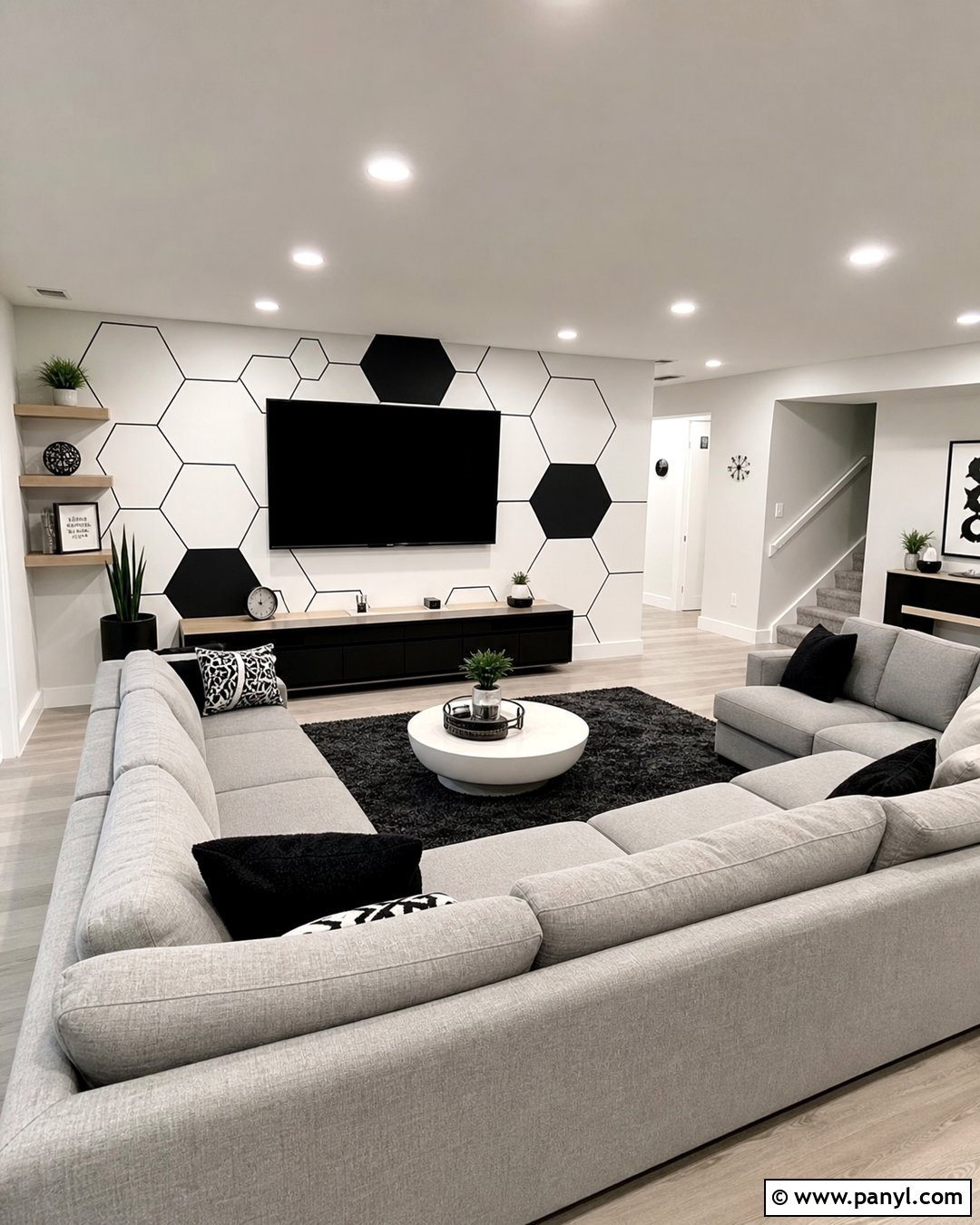 Black And White Hexagon Accent Wall - 35 Black And White Accent Wall Ideas