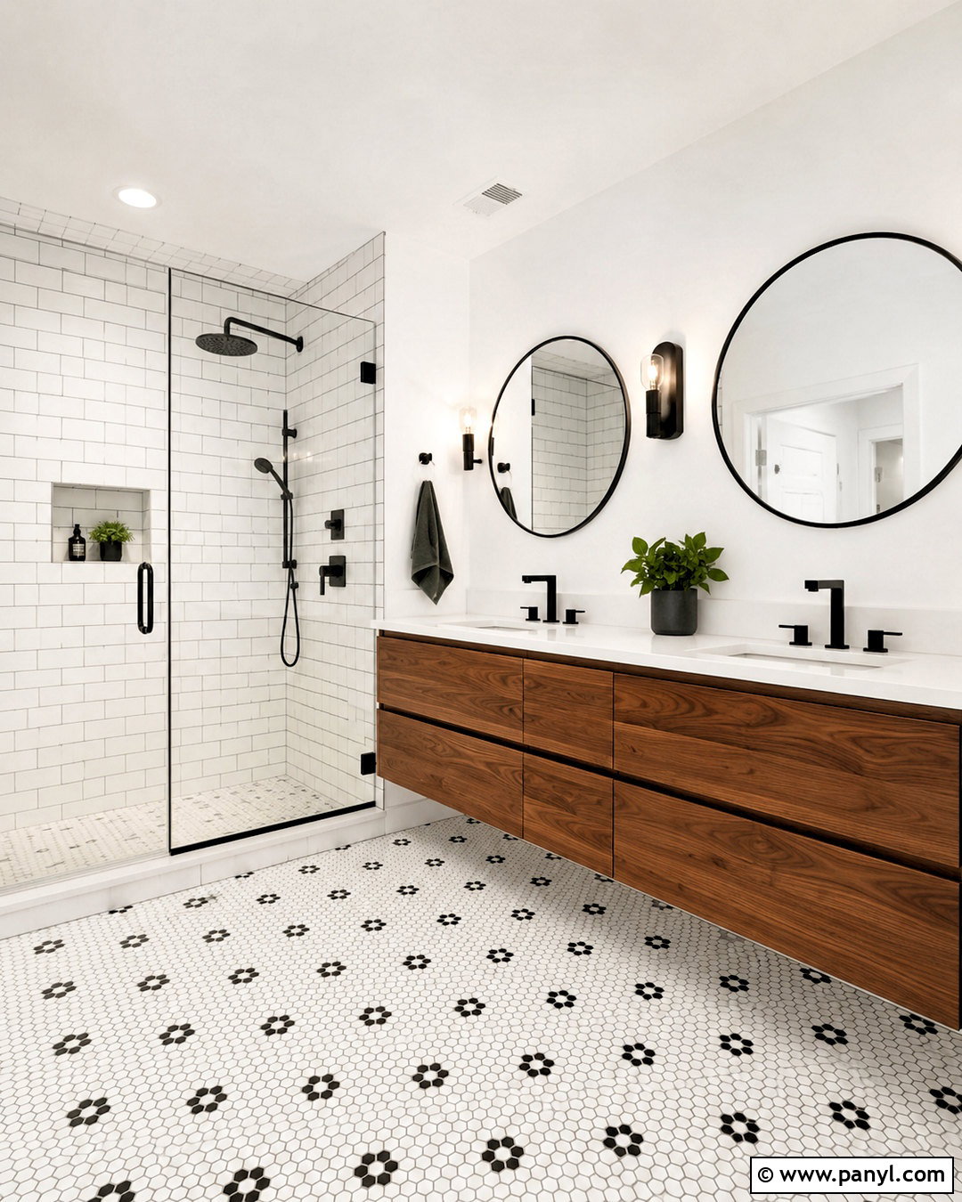 Black And White Hexagon Bathroom - 20 black and white geometric pattern ideas