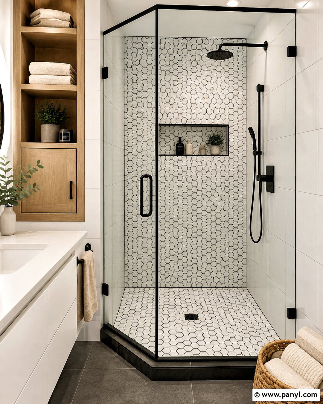 Black And White Hexagon Shower - 20 black and white pattern design ideas