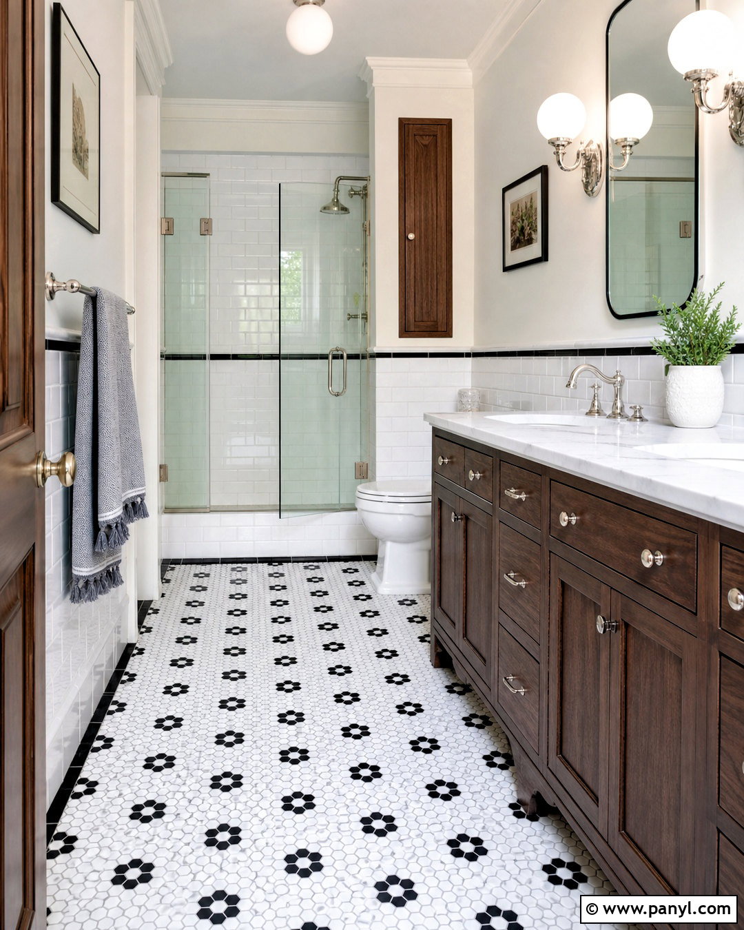 Black And White Hexagon Tile Bathroom Floor - 20 bathroom with black and white tile floor ideas