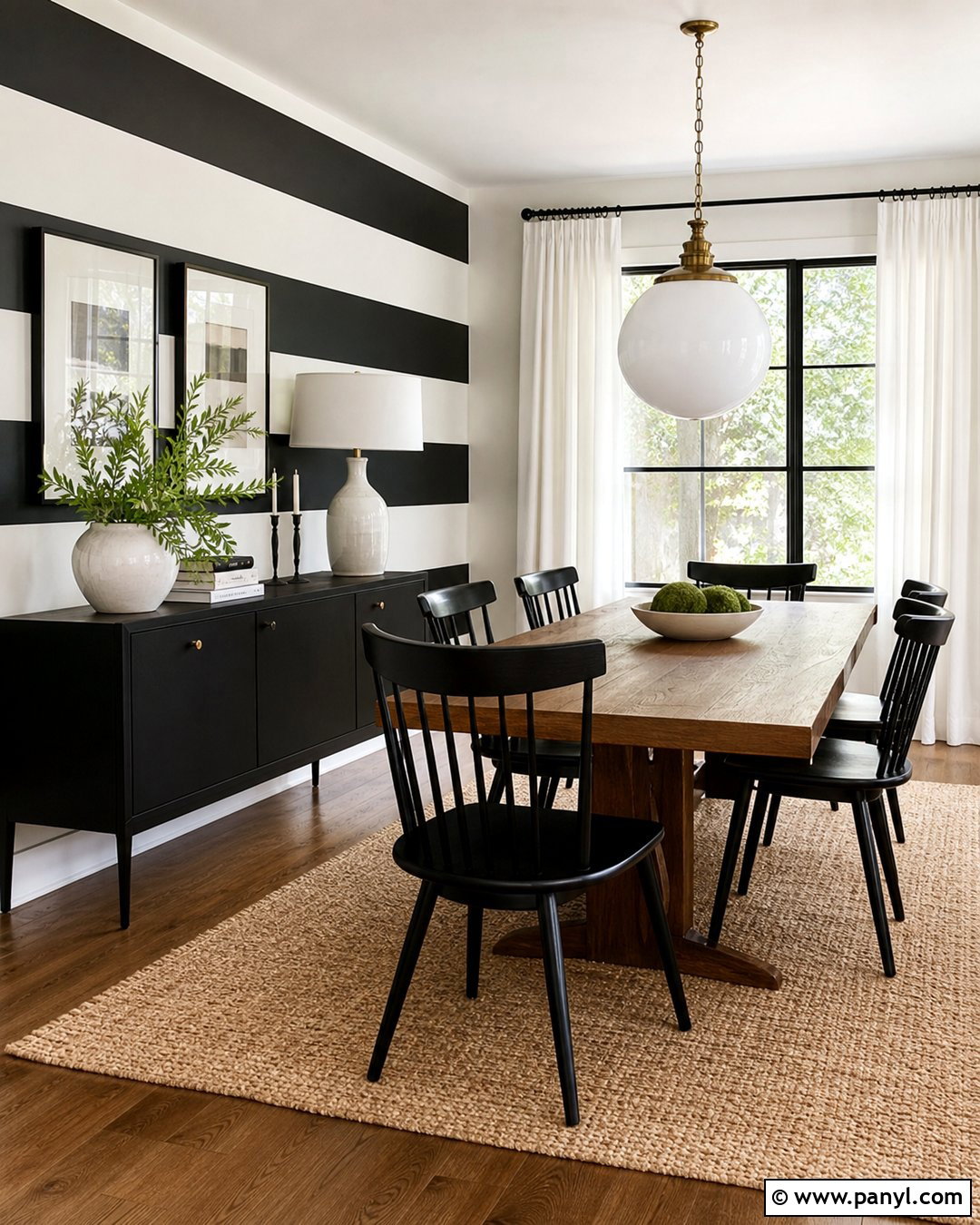 Black And White Horizontal Stripe Accent Wall - 35 Black And White Accent Wall Ideas