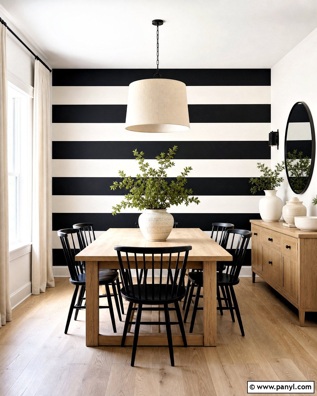 Black And White Horizontal Striped Wall - 20 black and white wall painting ideas