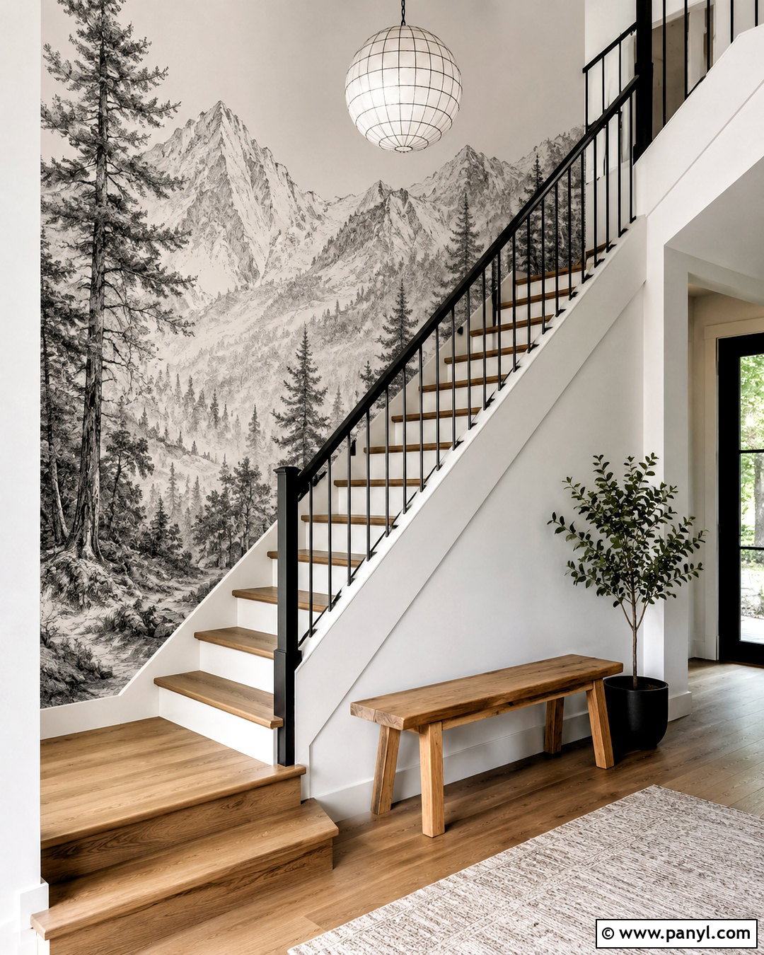 Black And White Landscape Staircase Wallpaper - 20 black white wallpaper ideas
