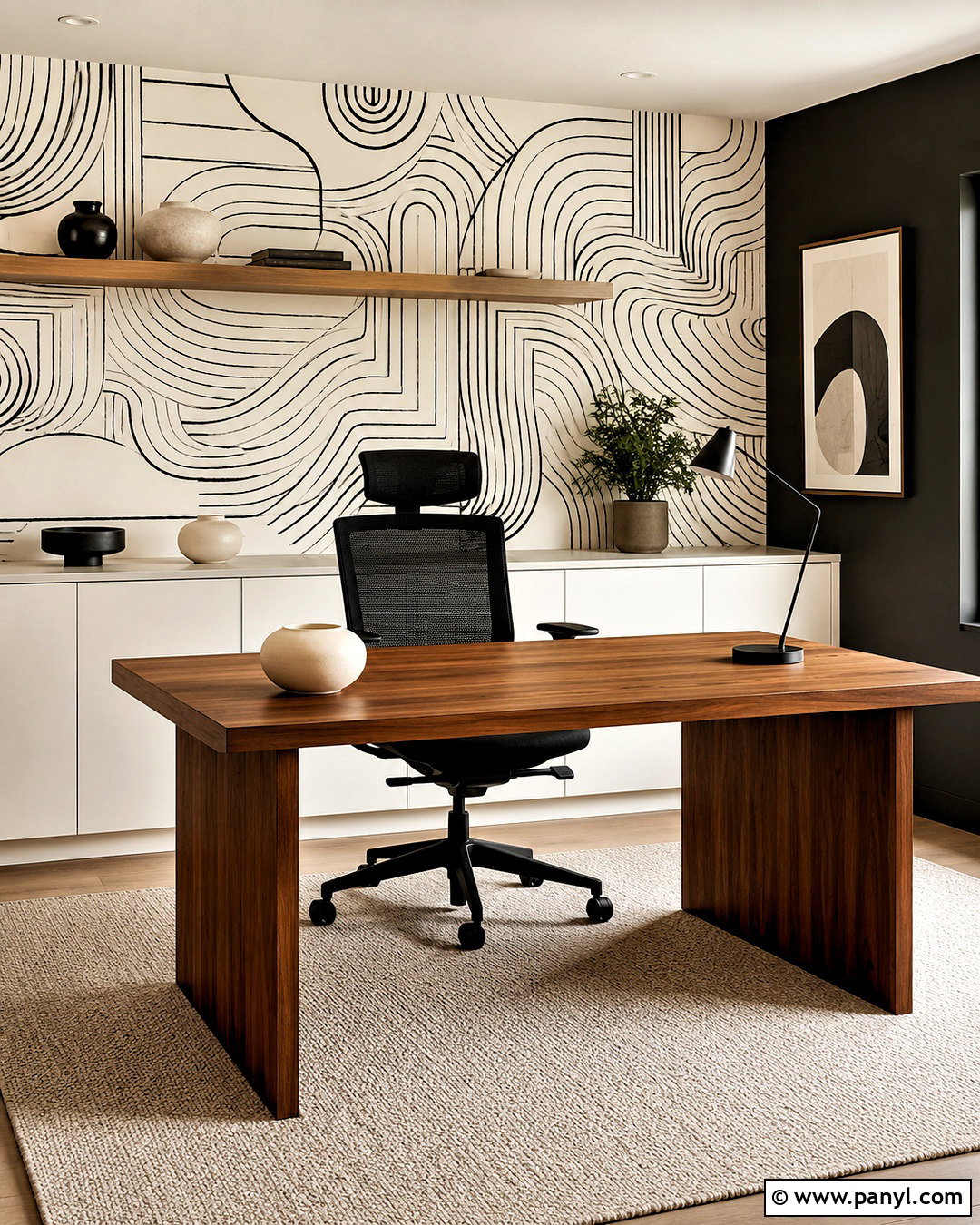 Black And White Line Art Office Wallpaper - 20 black white wallpaper ideas